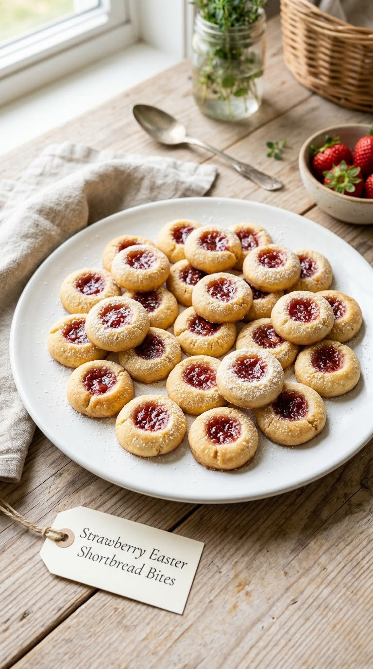 Strawberry Easter Shortbread Bites