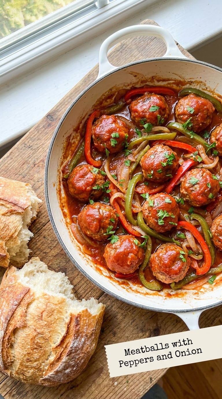 Meatballs with Peppers and Onion