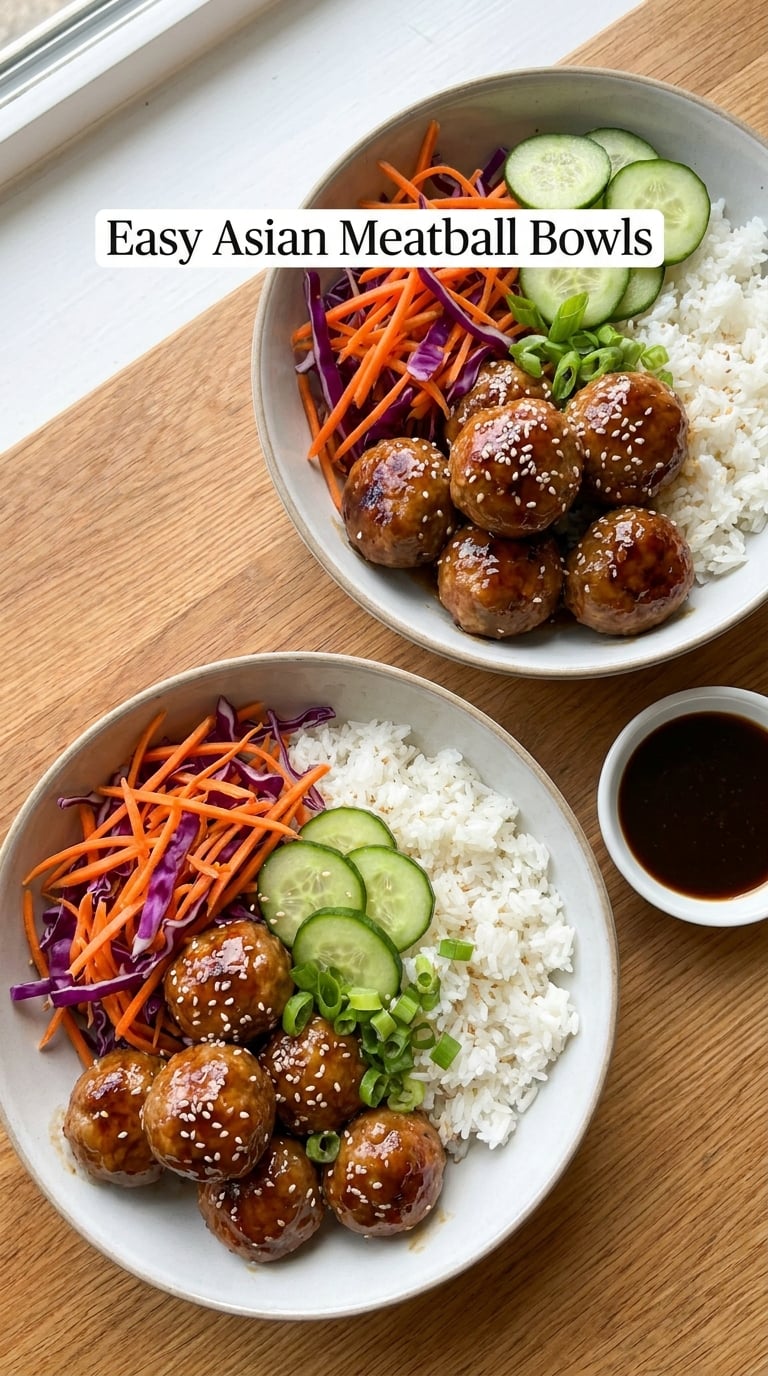 Easy Asian Meatball Bowls