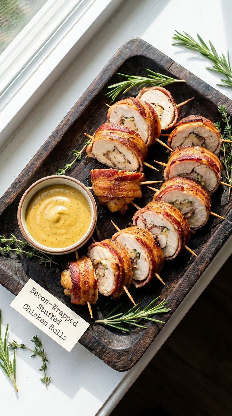 Bacon-Wrapped Stuffed Chicken Rolls