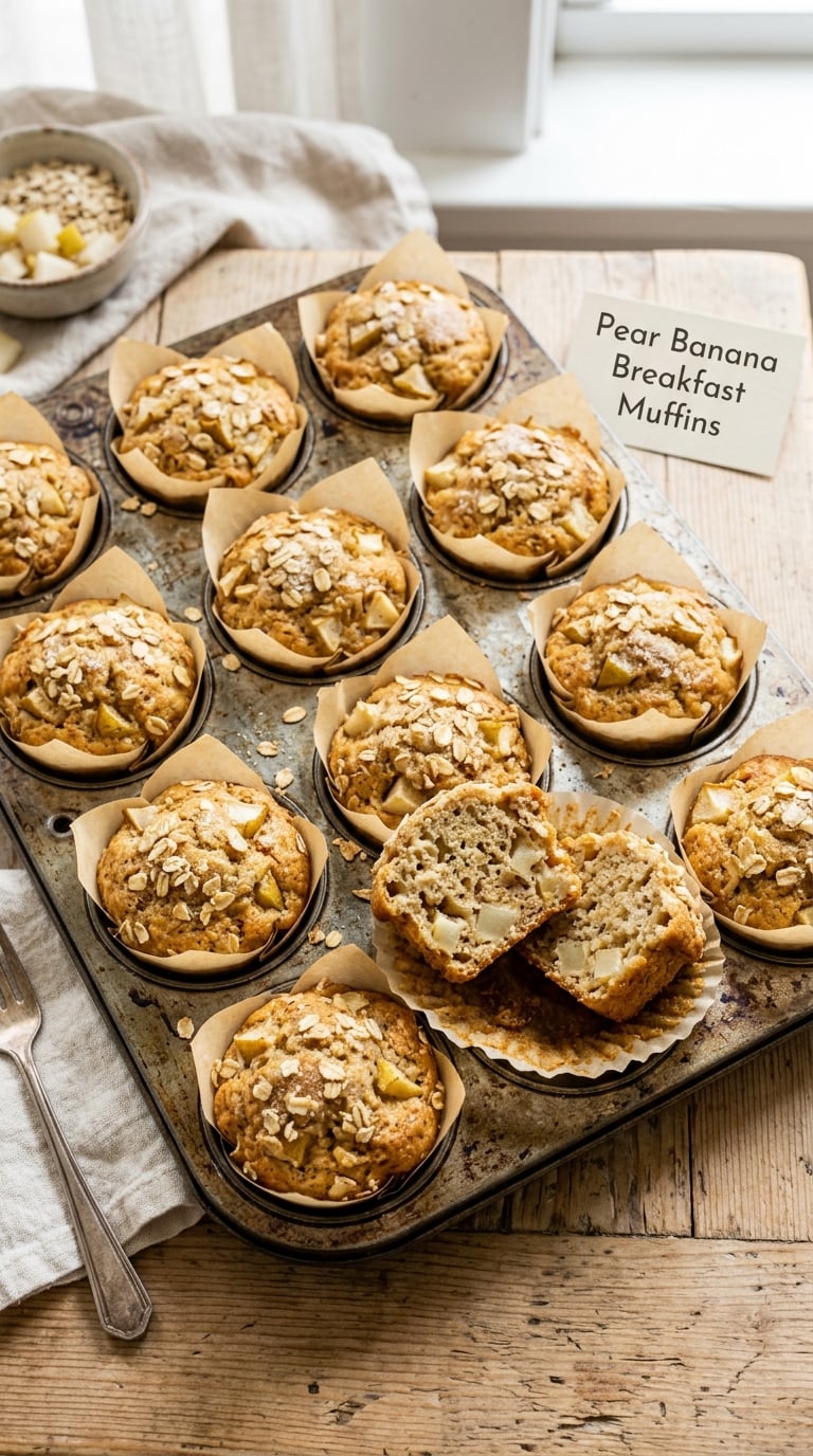 Pear Banana Breakfast Muffins