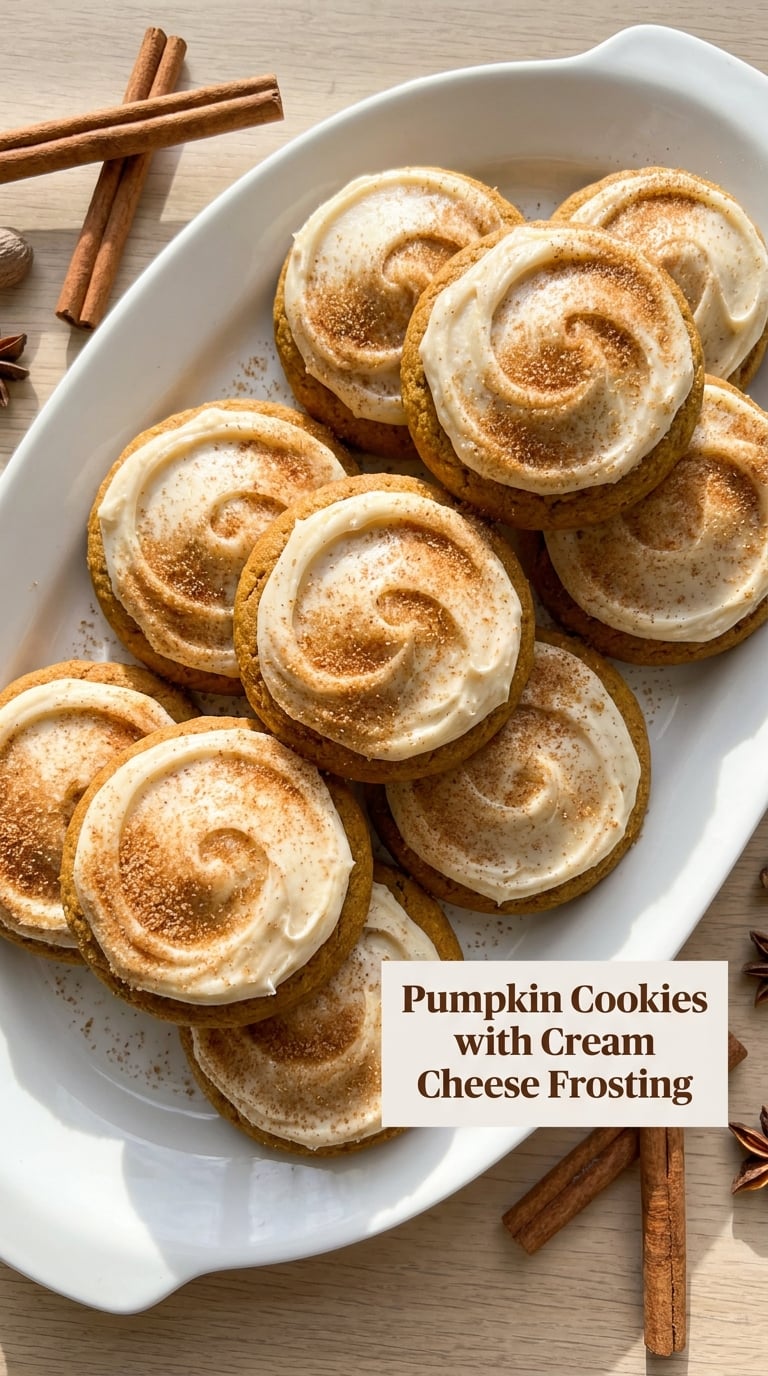 Pumpkin Cookies with Cream Cheese Frosting