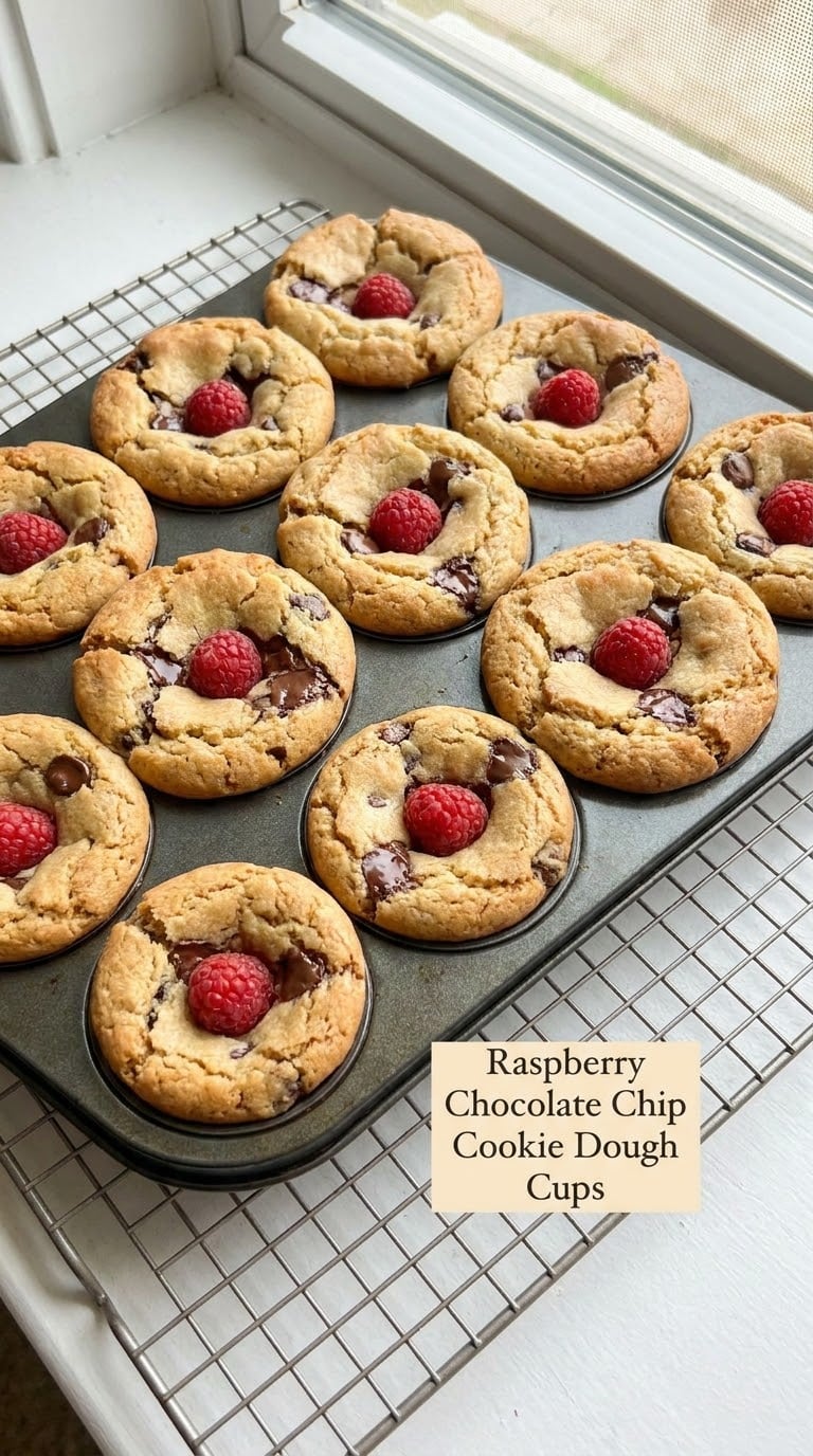 Raspberry Chocolate Chip Cookie Dough Cups
