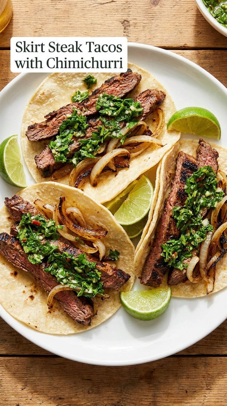 Skirt Steak Tacos with Chimichurri
