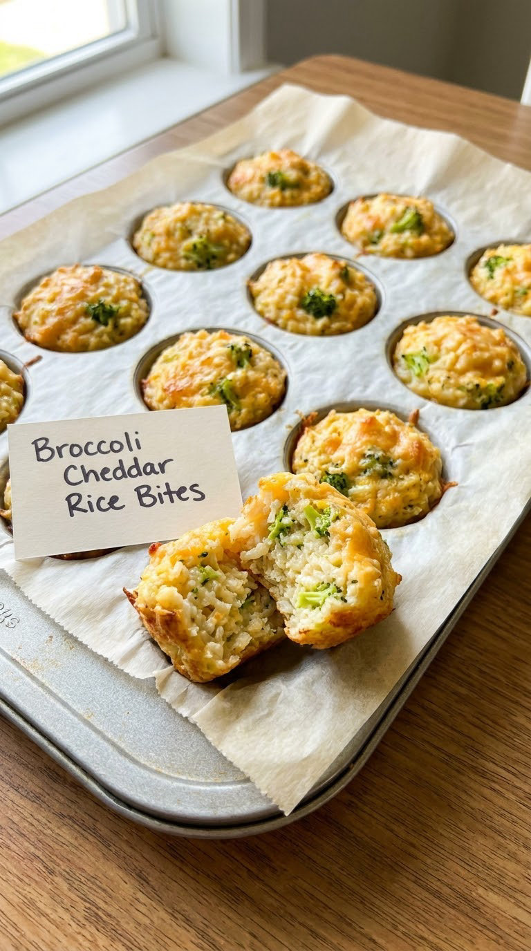 Broccoli Cheddar Rice Bites