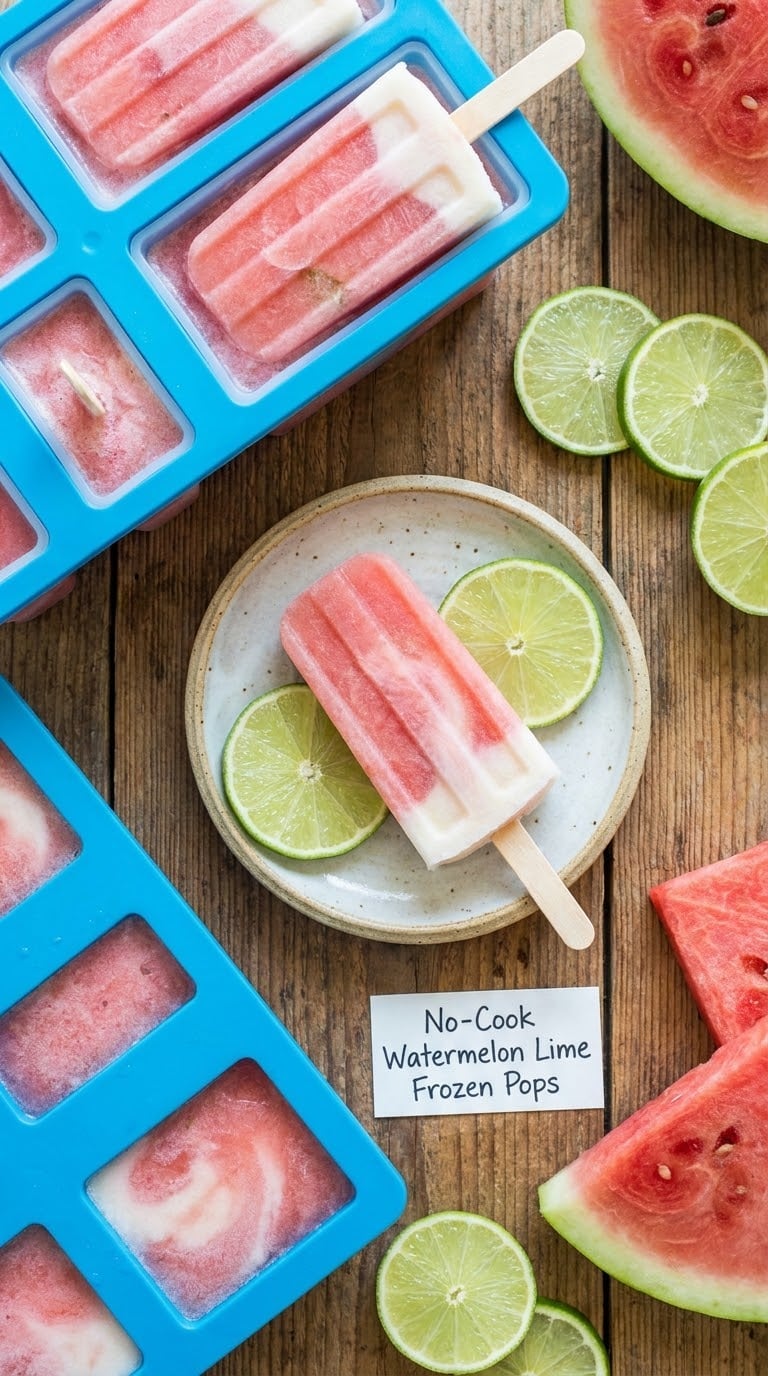 No-Cook Watermelon Lime Frozen Pops