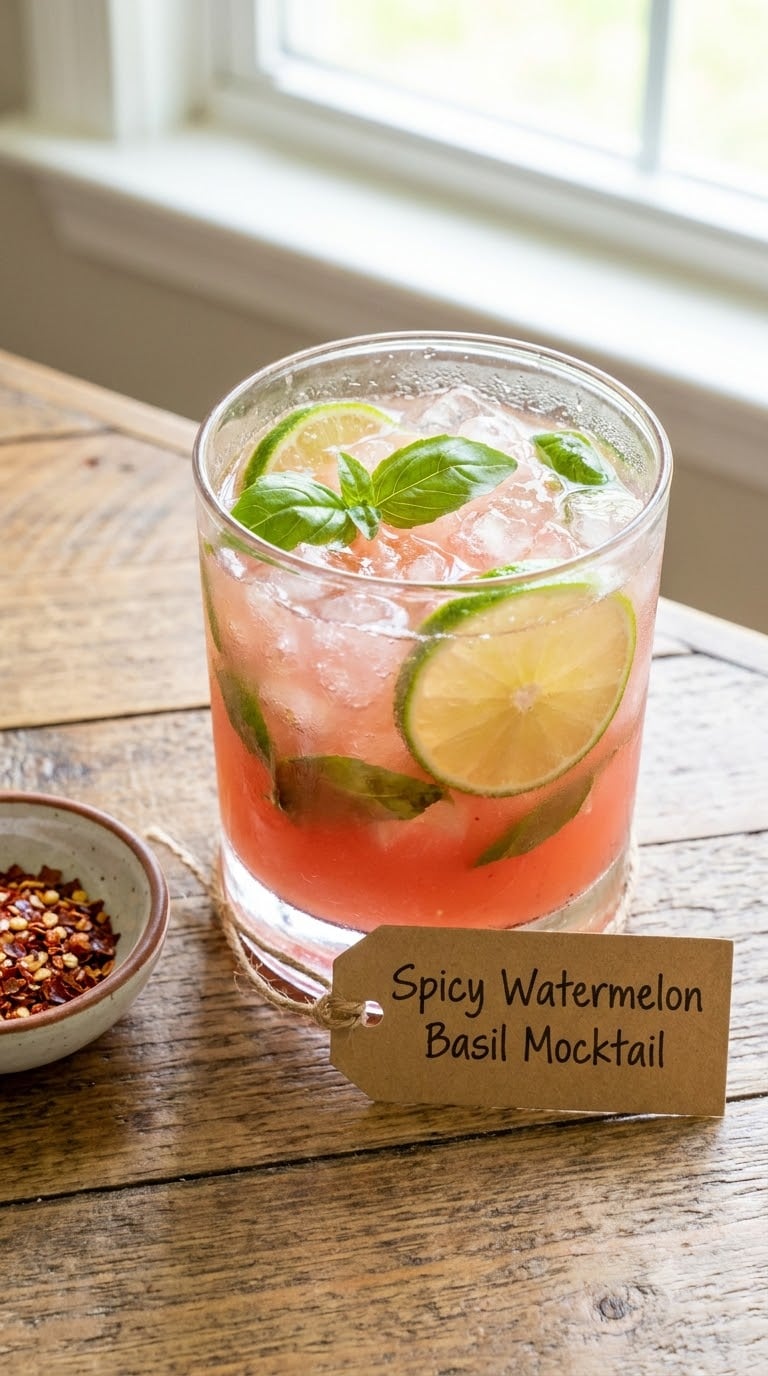 Spicy Watermelon Basil Mocktail