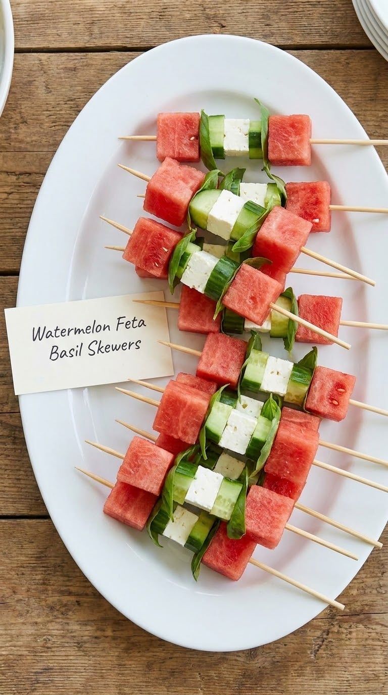 Watermelon Feta Basil Skewers