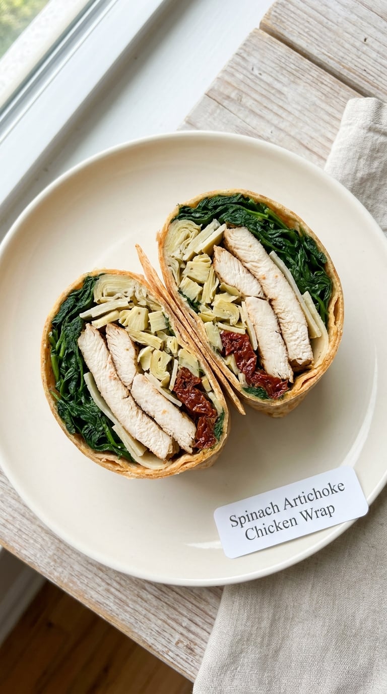Spinach Artichoke Chicken Wrap