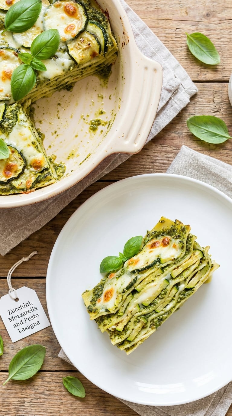Zucchini, Mozzarella and Pesto Lasagna