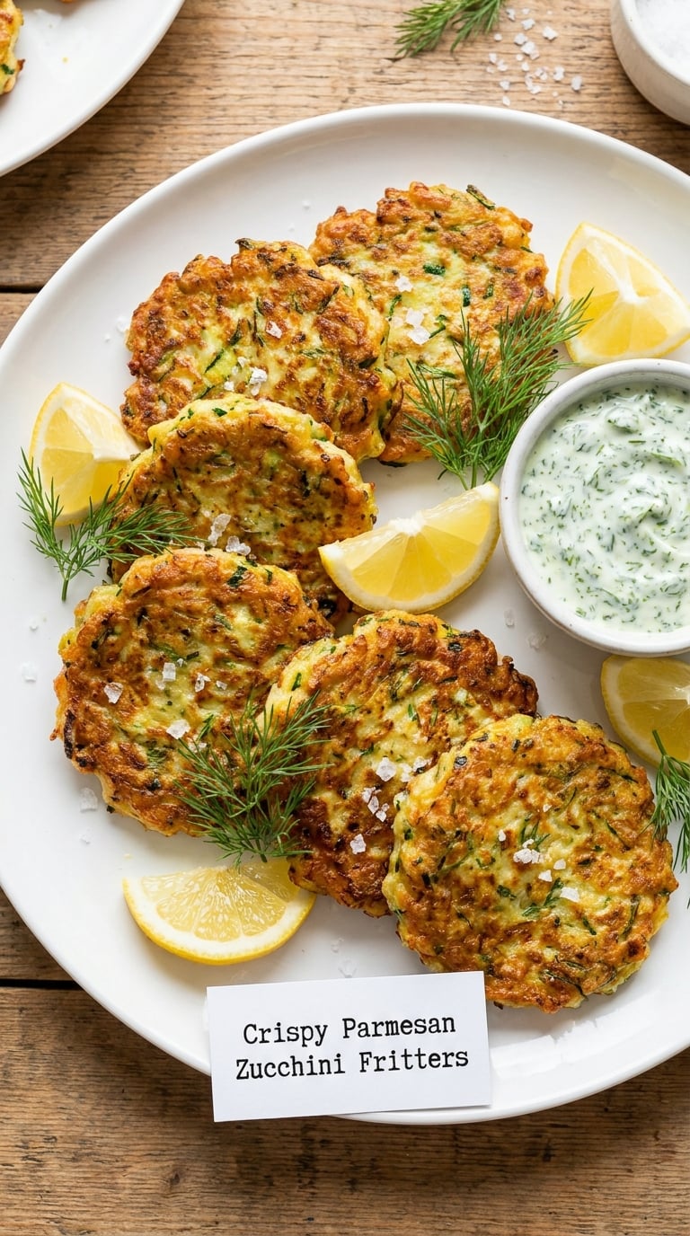 Crispy Parmesan Zucchini Fritters