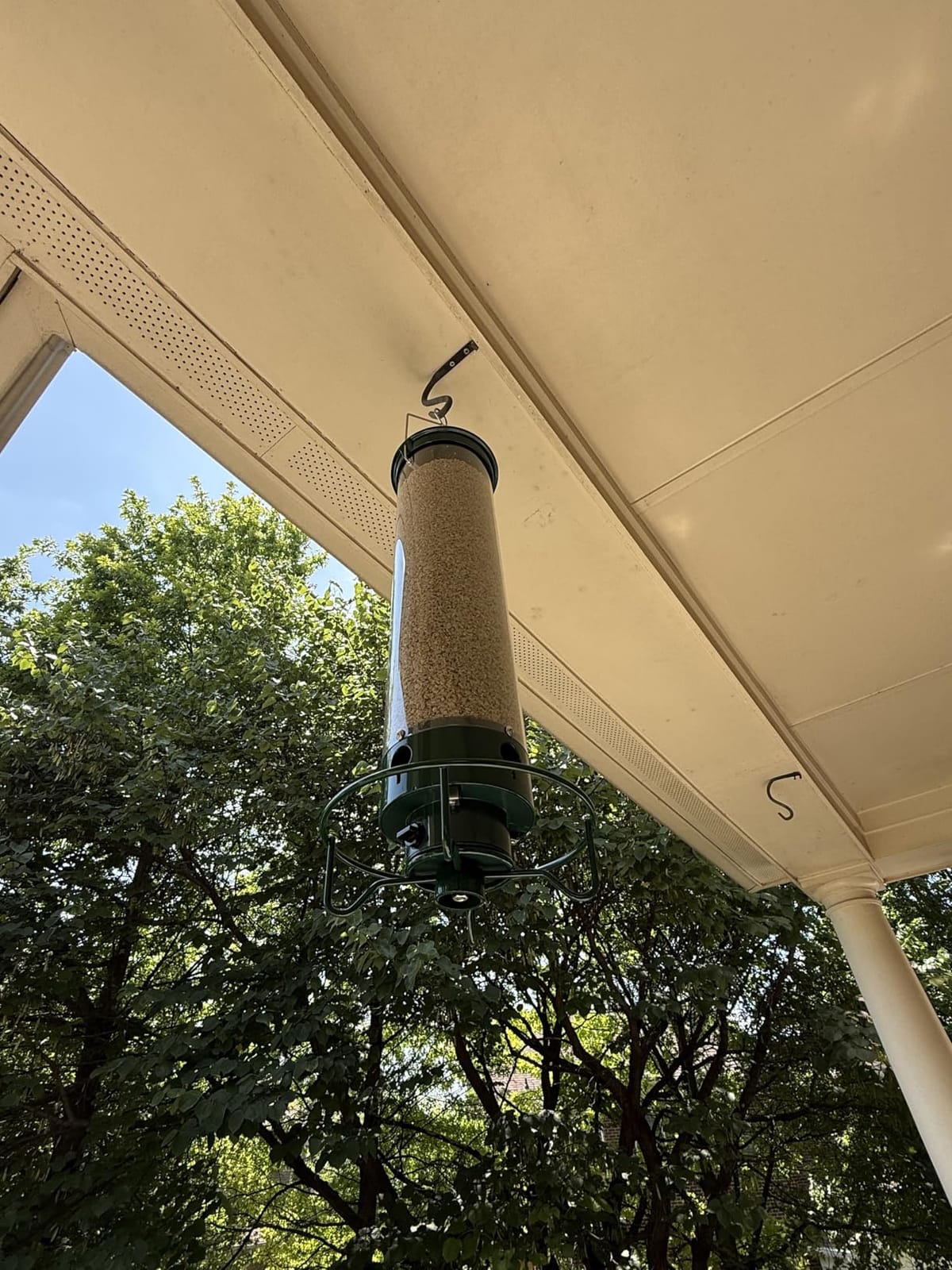 Droll Yankees Squirrel Proof Bird Feeder for Outdoors, 5 lb Seed Capacity | Rechargeable Weight-Activated Rotating Perch, Metal Base, UV-Stabilized Seed Tube, Hanging Bird Feeder, Green Yankee Flipper customer photo 2