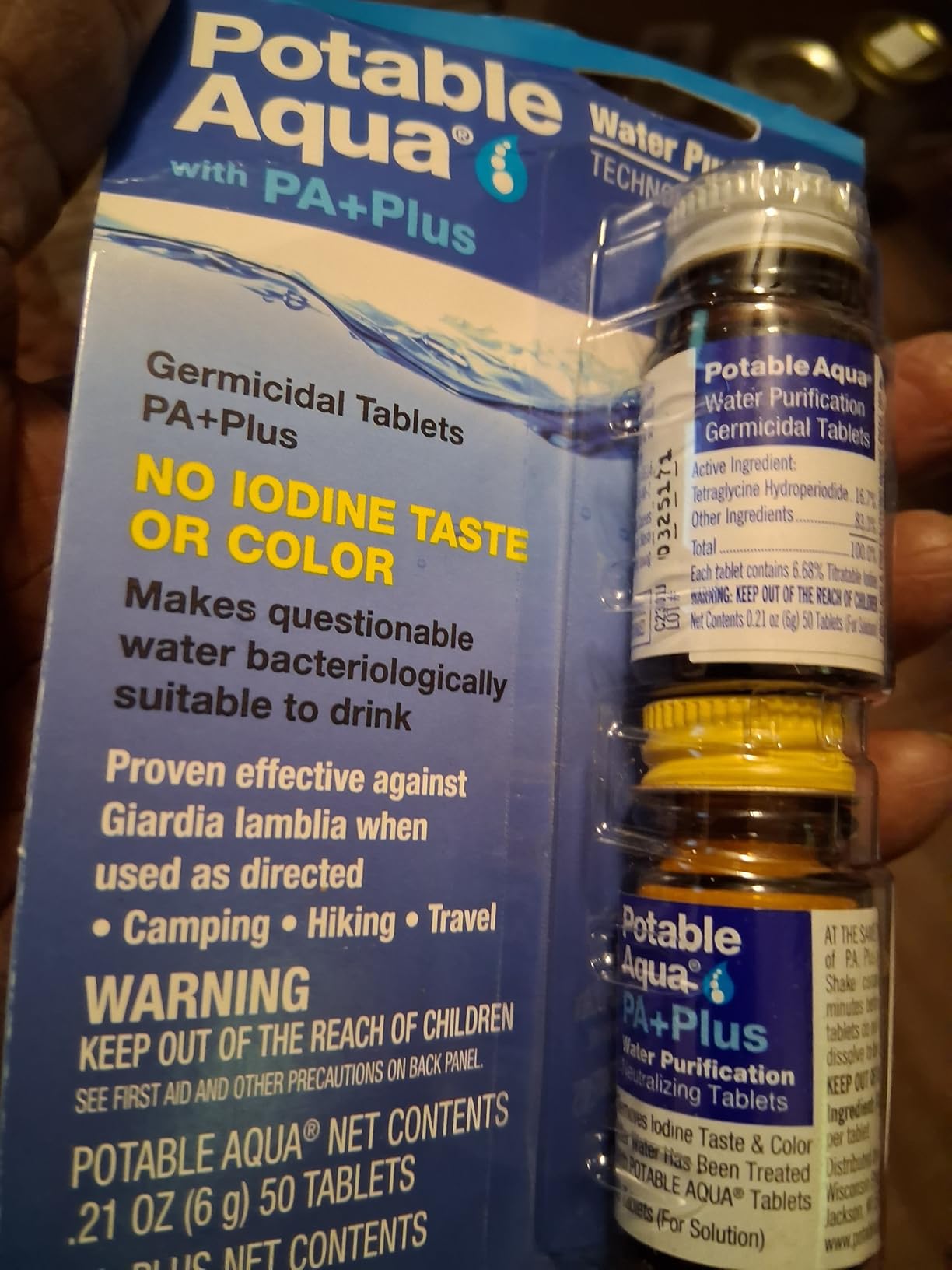 Potable Aqua Water Purification Tablets With PA Plus - Two 50 count Bottles customer photo 2