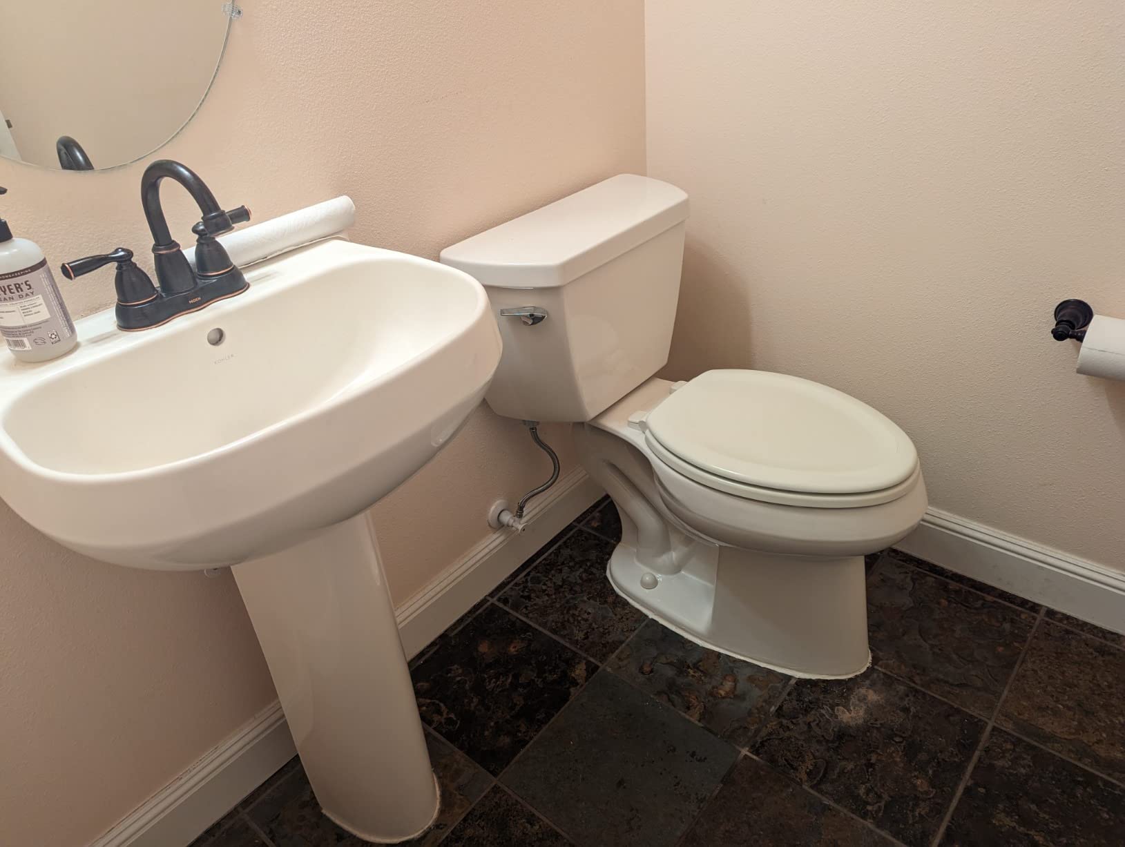 Kohler K-3493-7 Highline Classic Pressure Lite Comfort Height Elongated 1.4 gpf Toilet with Left-Hand Trip Lever, Less Seat, Black Black customer photo 2