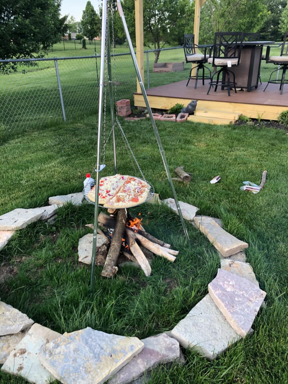 Coleman Tripod Campfire Grill & Lantern Hanger, Grill Grate with Adjustable Height for Cooking Over Fire, Steel Firepit Cooking Rack customer photo 1