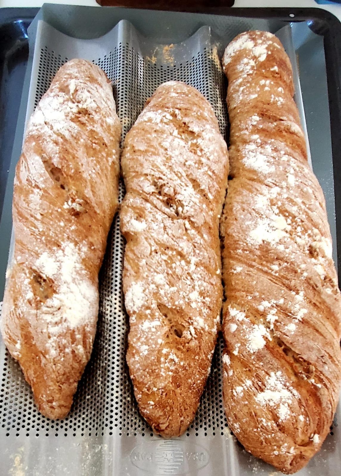 USA Pan Bakeware Aluminum Perforated Nonstick French Baguette Bread Pan, 3-Loaf customer photo 2
