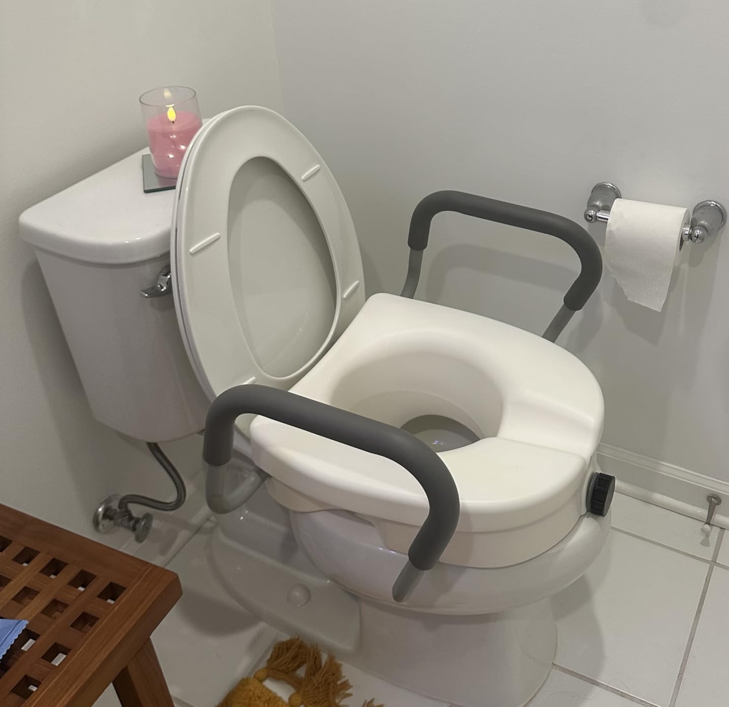 Carex E-Z Lock Raised Toilet Seat With Handles, 5