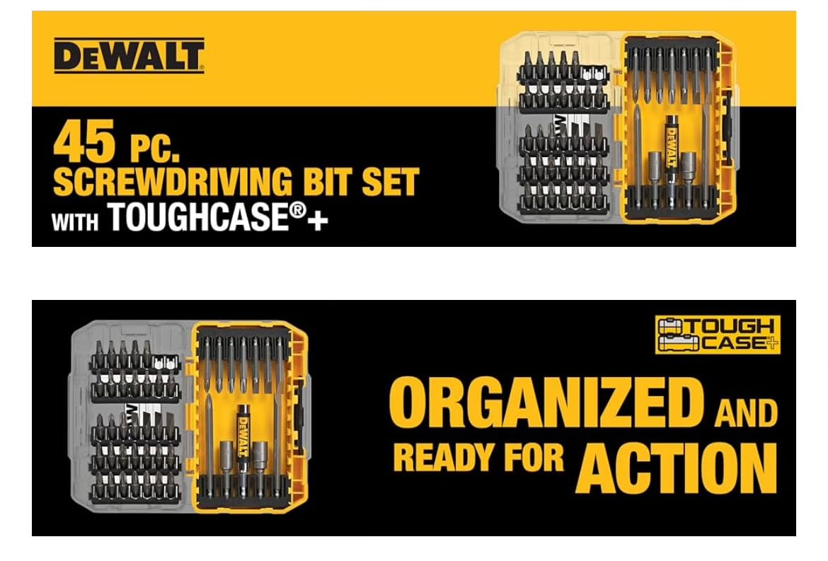 DEWALT Screwdriver Bit Set with Tough Case, 45-Piece (DW2166), Grey/Silver Screwdriving Set with Tough Case customer photo 2