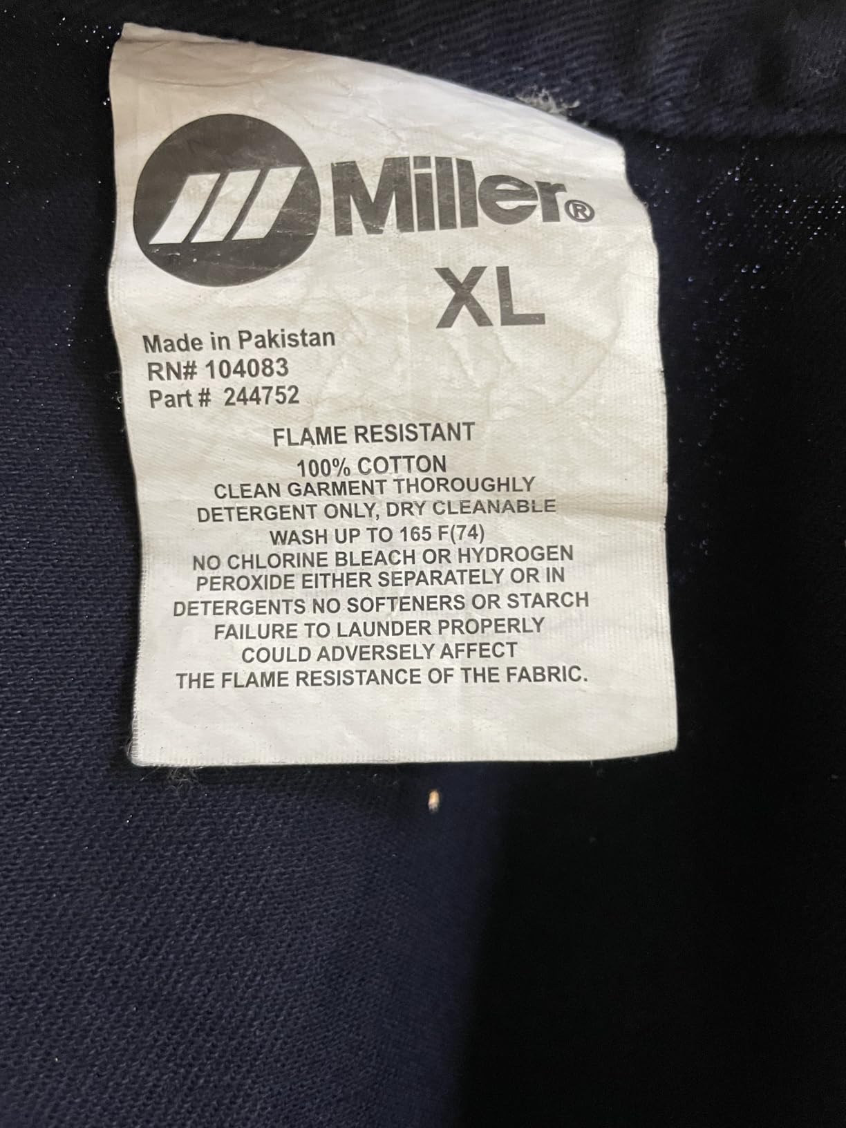 Miller Classic Cloth Welding Jacket, 9oz Navy Cotton, XL, Flame Resistant customer photo 1