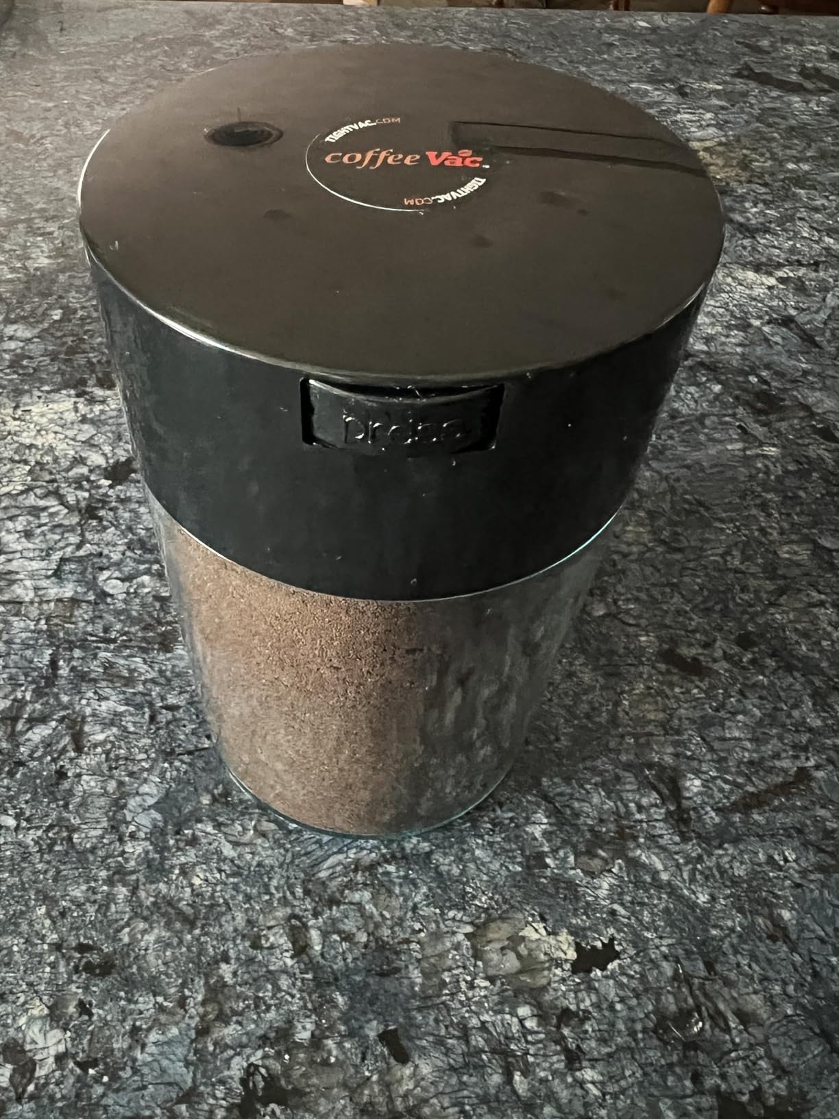 COFFEEVAC 1 LB Airtight Coffee Bean Storage Container, Patented Vacuum Seal, Coffee Grounds Container, 1.85L, Smell Proof, Black Cap and Body customer photo 2