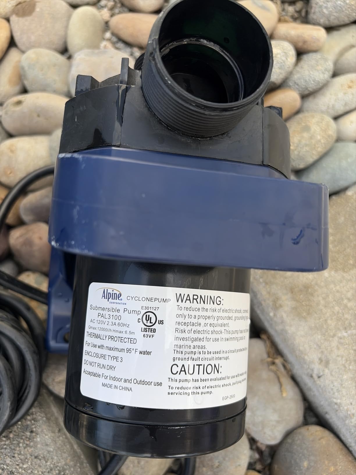 Alpine Corporation PAL3100 | 3100 GPH Submersible Water Pump with 33-ft Cord - Quiet 276W Motor, 21.5-ft Lift - Multi-Angle Flow for Ponds, Waterfalls & Fountains - Durable & Efficient customer photo 2