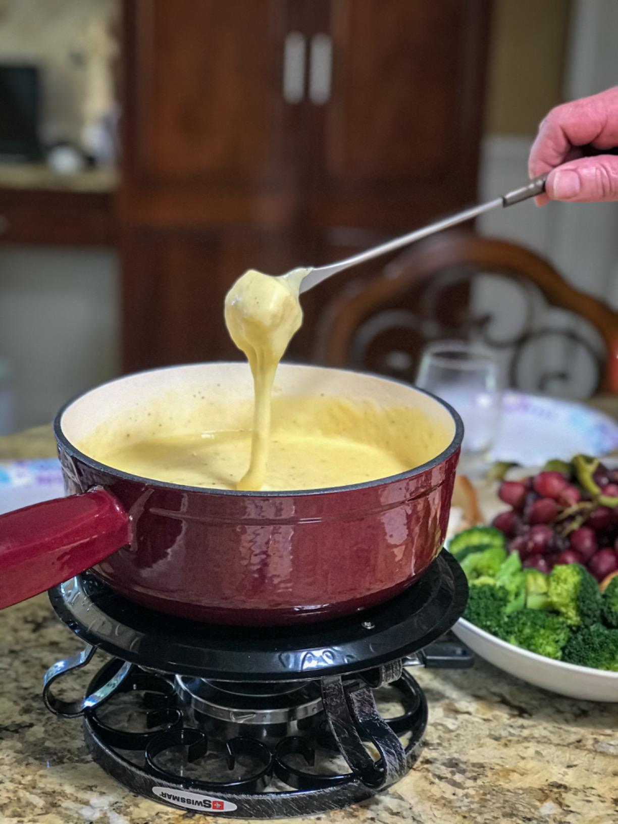Swissmar Lugano Cast Iron Cheese Fondue Set, 9-Piece, 2 QT / 2 L - Ideal for Melting Cheese, Chocolates, Caramel, & More - Perfect for Kitchen Collection & Gift Giving - Cherry Red customer photo 1