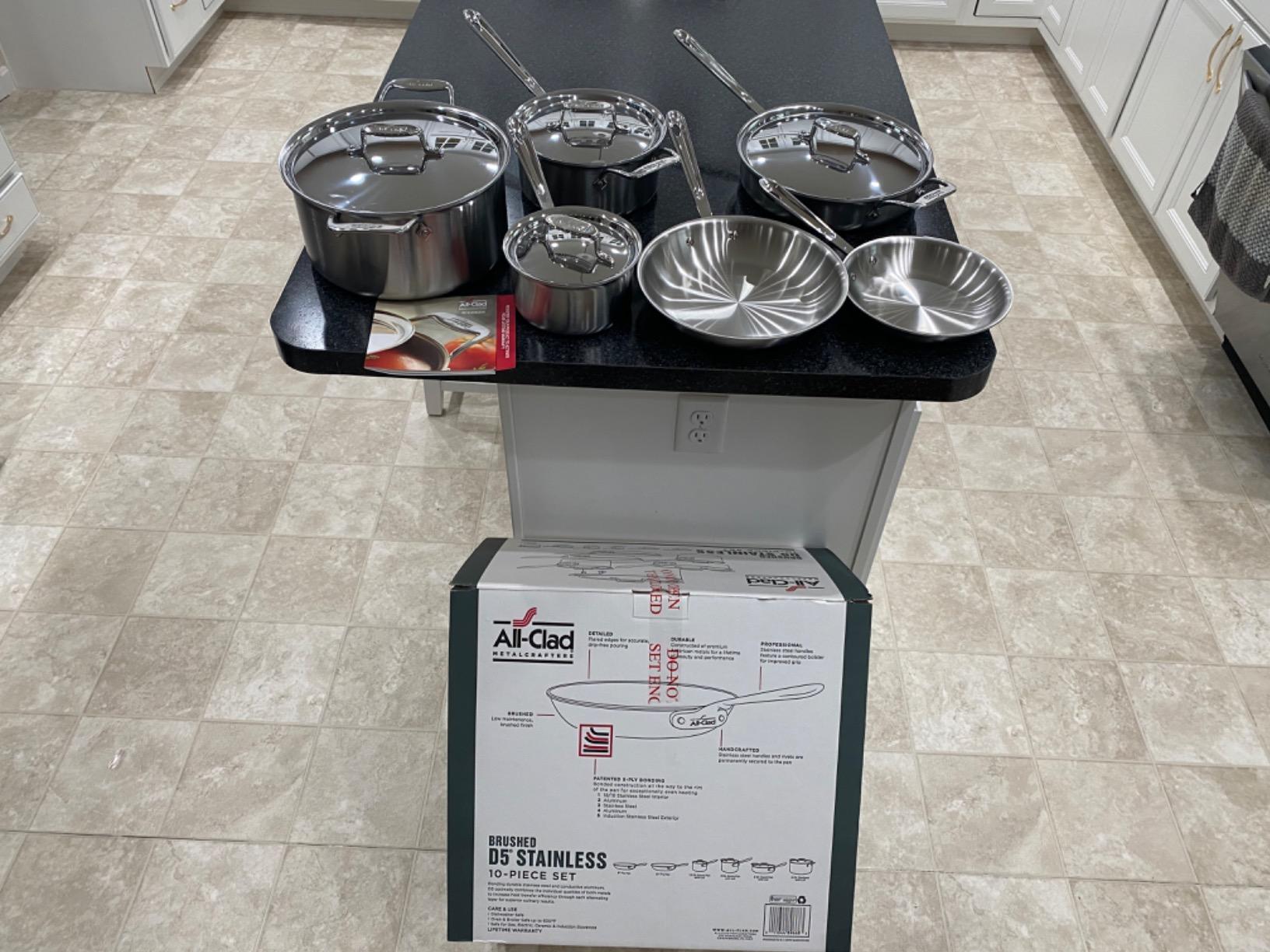 All-Clad D5 Stainless Steel Core 10 Piece Cookware Set- Made in USA- The Upgrade for Supremely Even Heat- Includes Frying Pans, Saucepan, Sautépan, Stockpot -Oven Safe & Induction Compatible customer photo 1
