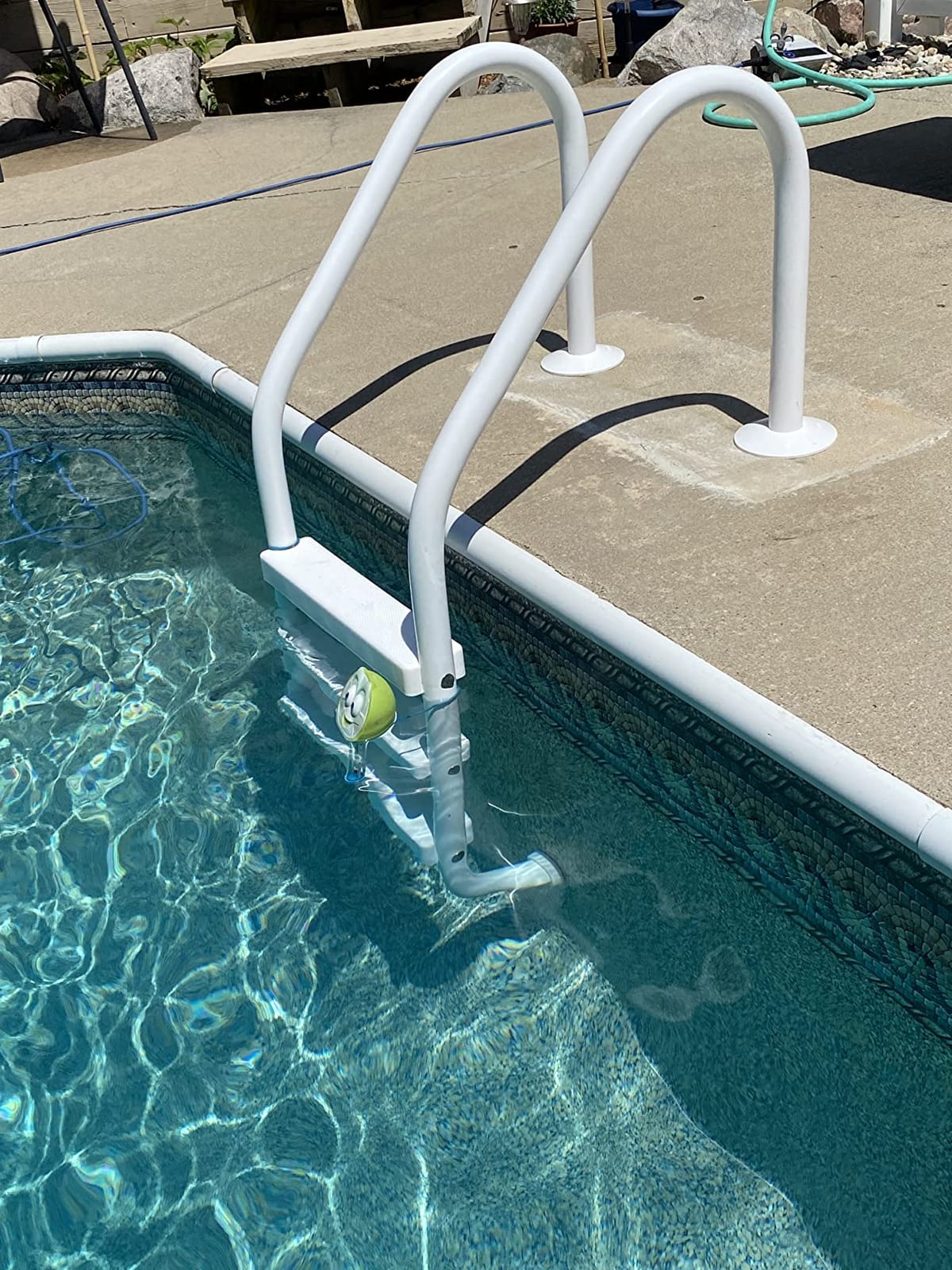 Saftron P-324-L3 Residential Inground White Three-Step Swimming Pool Ladder, 53 inch Tall x 24 inch Wide (Includes Matching Escutcheons) customer photo 1