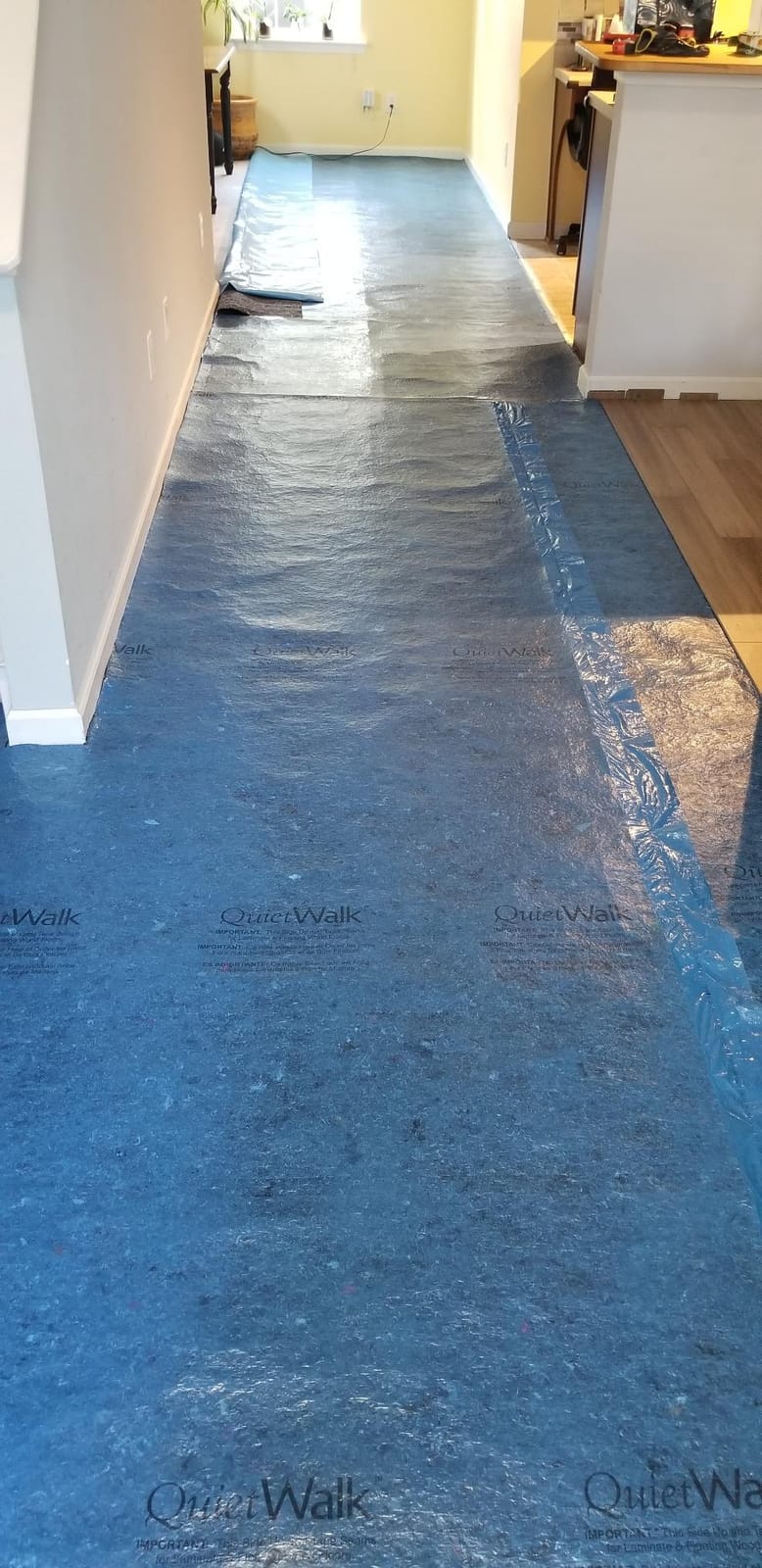 QuietWalk Underlayment 360 sq ft - 3 mm Thick - for Laminate & Hardwood Floors - Approved for Pre-Attached Pad - Recycled Fiber - Floating Install - Sound & Moisture Barrier - Made in USA customer photo 2