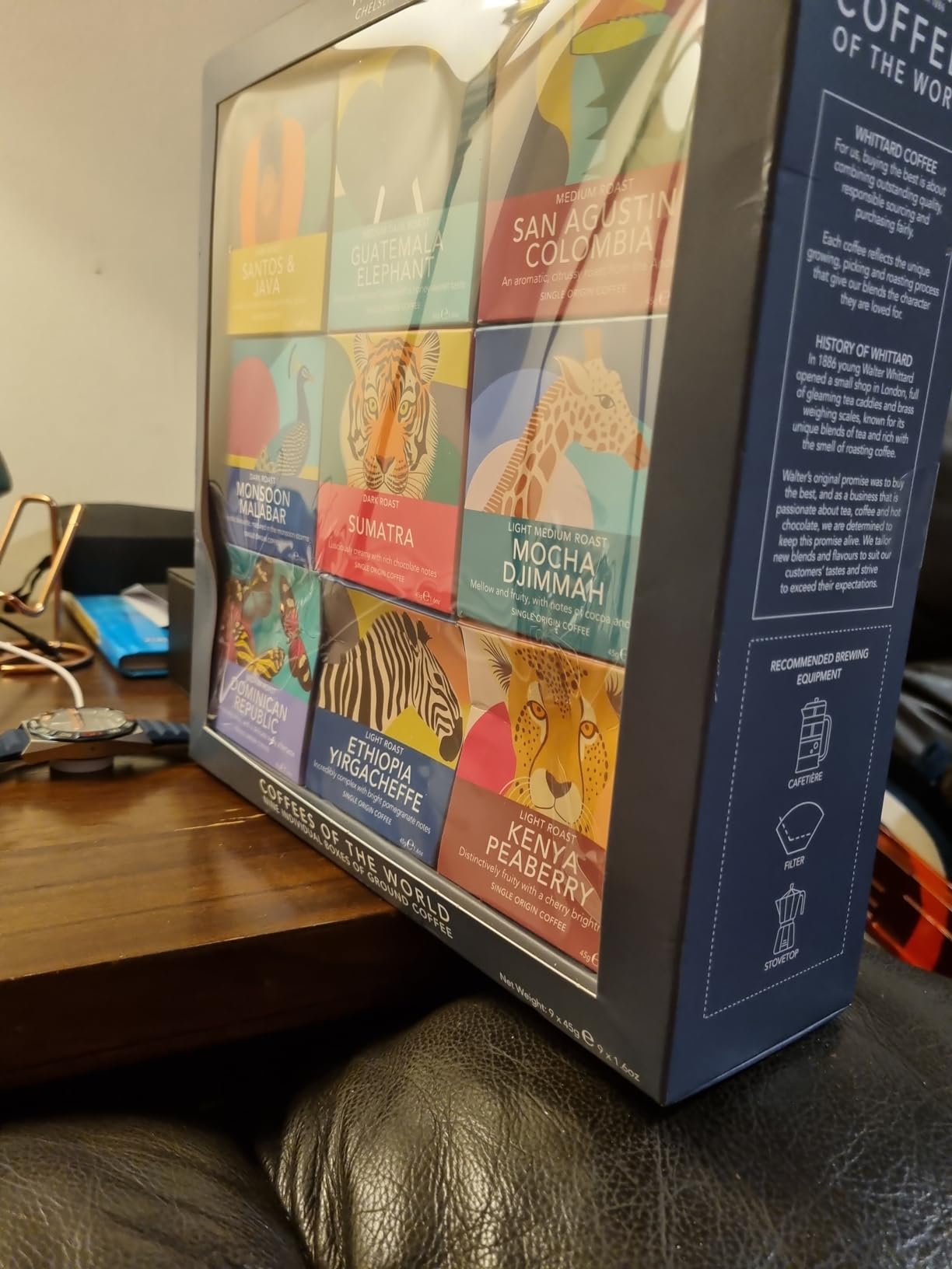 Whittard of Chelsea - Coffees of the World - Coffee Sampler Gift Box Set, 100% Arabica, Multiple Roast Types (9 Individually Wrapped Ground Coffees, 1 Box) customer photo 1