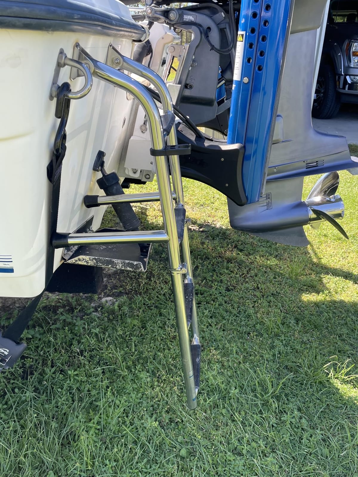 White Water - 4-Step Folding Transom Boat Ladder - 304 Stainless Steel - 4-5/8