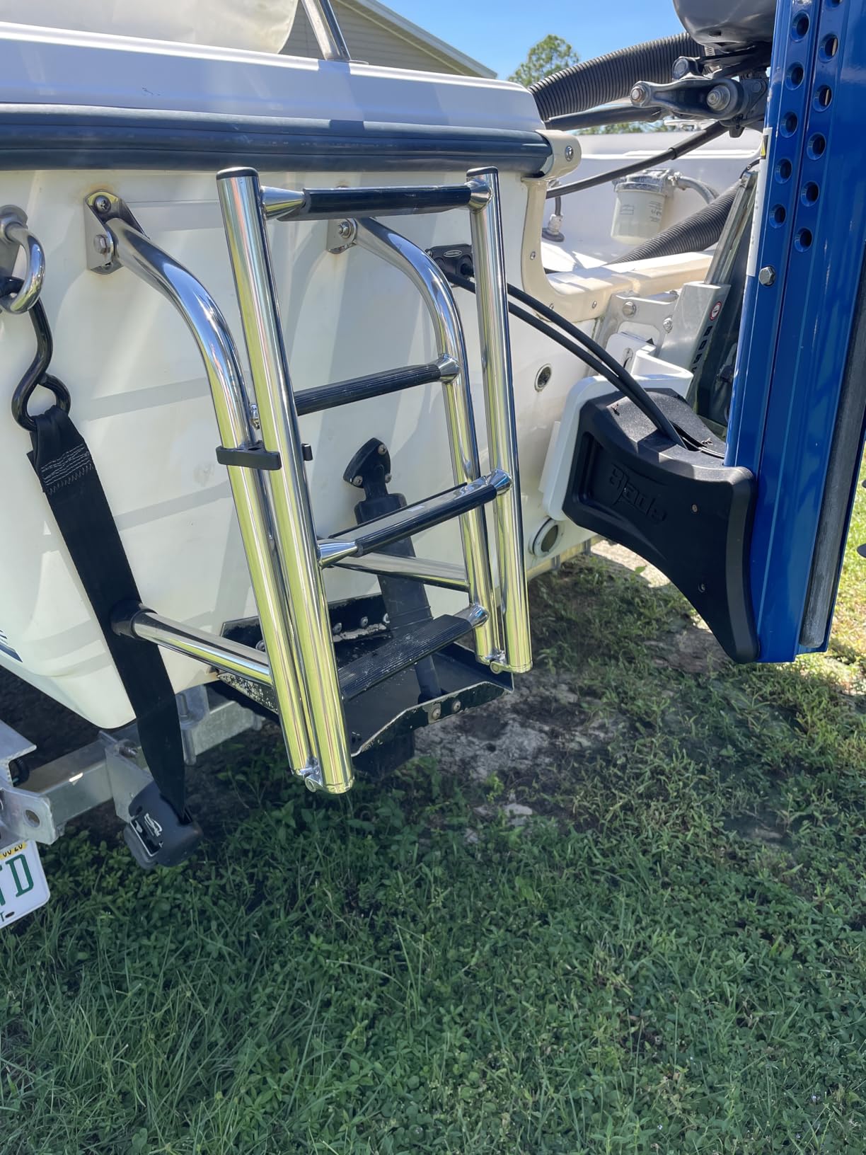 White Water - 4-Step Folding Transom Boat Ladder - 304 Stainless Steel - 4-5/8