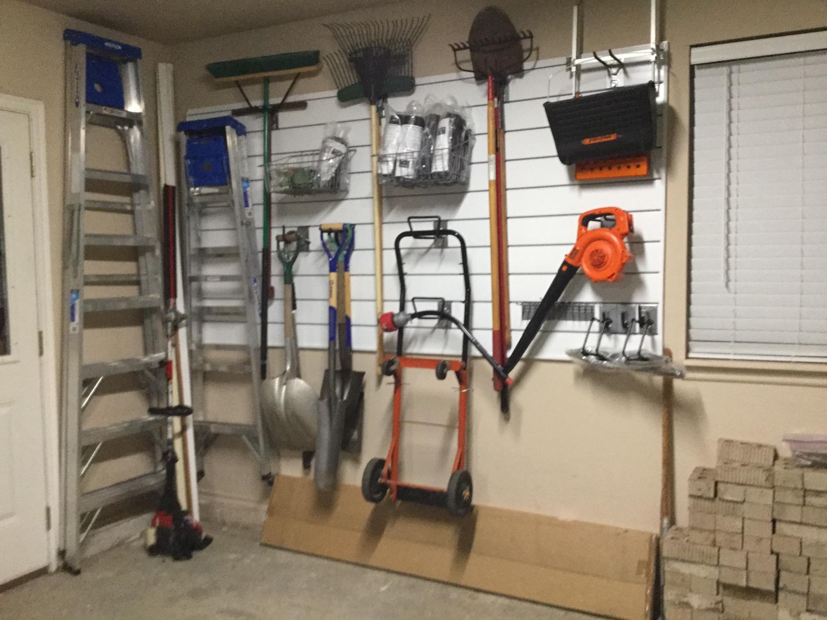 Proslat 88107 Heavy Duty PVC Slatwall Garage Organizer, 8-Feet by 4-Feet Section, 10 Panels, Light Grey customer photo 2