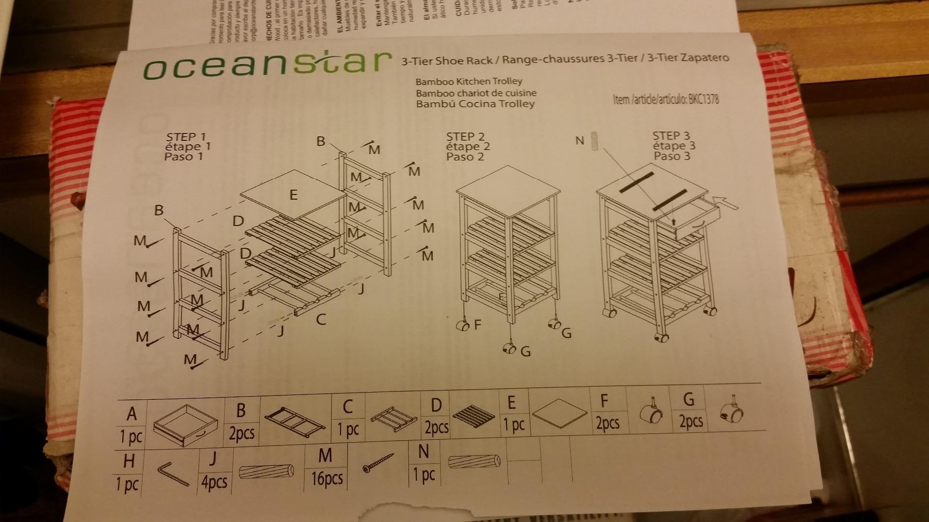 Oceanstar Design Group Bamboo Kitchen Trolley, Natural customer photo 2