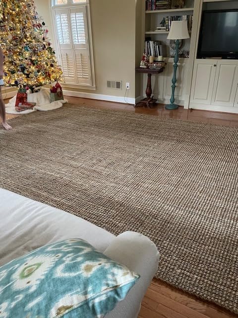 SAFAVIEH Area Rug 6x9 - Natural Fiber Collection - Natural Brown, Handmade Jute & Coir, Farmhouse Style, Chunky Textured Thick Pile (NF747A) customer photo 2
