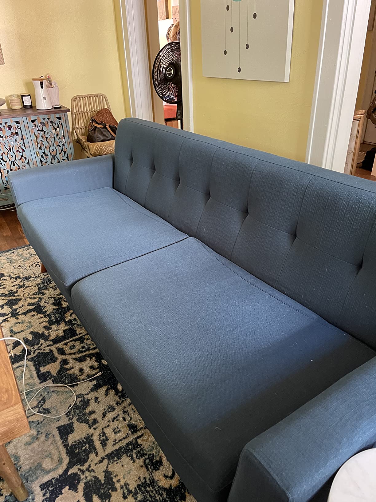 Modway Engage Mid-Century Modern Upholstered Fabric Sofa in Azure customer photo 2