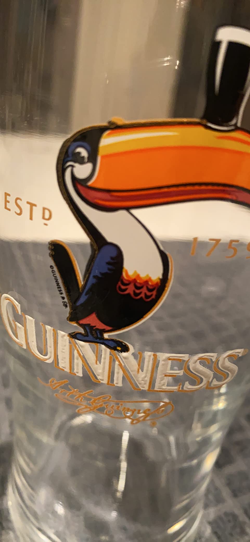 Guinness Official Toucan Pint Glass 20 oz - Clear Embossed Logo Vintage Beer Glassware - Classic Stout Tulip Drinking Cup - Irish Bar Decor, Man Cave & St Patrick's Day Gift for Men customer photo 1