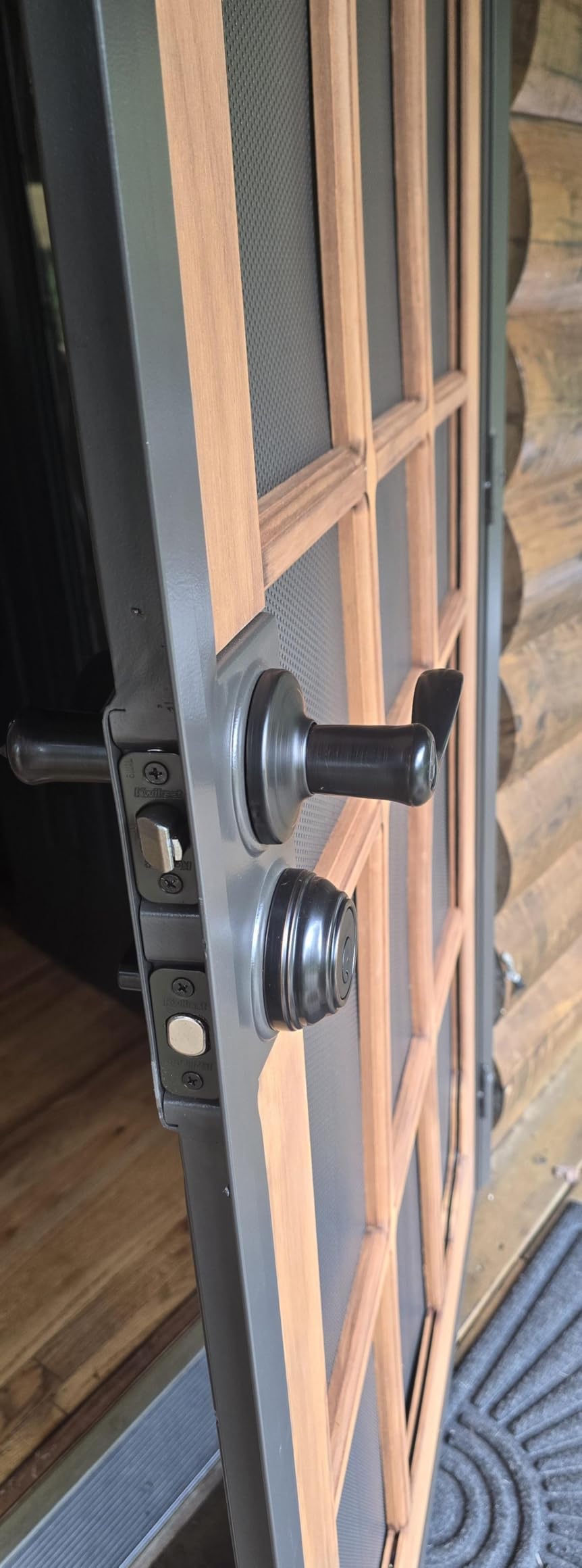 Prime-Line Woodguard Security Door, Bronze, Steel & Wood Construction | Traditional Screen Door Style, Steel and Wood Construction, Non-Handed, Single Pack customer photo 2