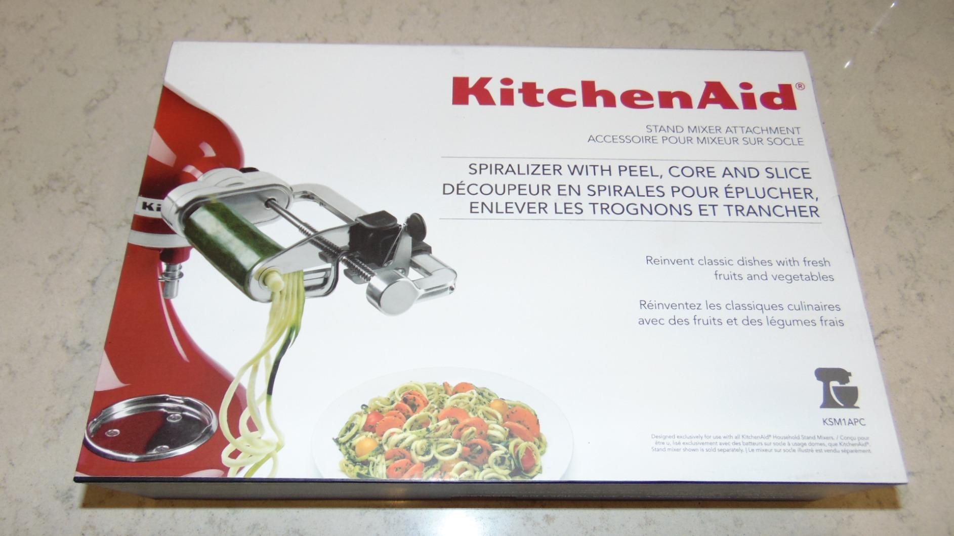 KitchenAid 5-Blade Fruit and Vegetable Spiralizer Attachment, KSM1APC | Fits all KitchenAid Stand Mixers, 5 Blade Spiralizer with Peel, Core, and Slice, blades top rack Dishwasher-safe customer photo 1