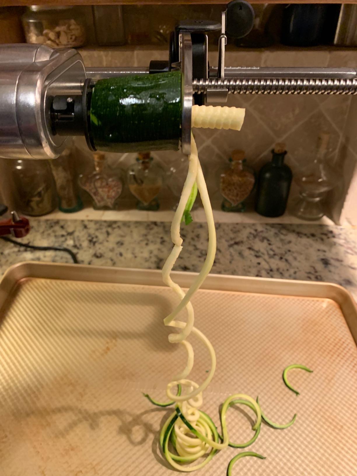 KitchenAid 5-Blade Fruit and Vegetable Spiralizer Attachment, KSM1APC | Fits all KitchenAid Stand Mixers, 5 Blade Spiralizer with Peel, Core, and Slice, blades top rack Dishwasher-safe customer photo 2