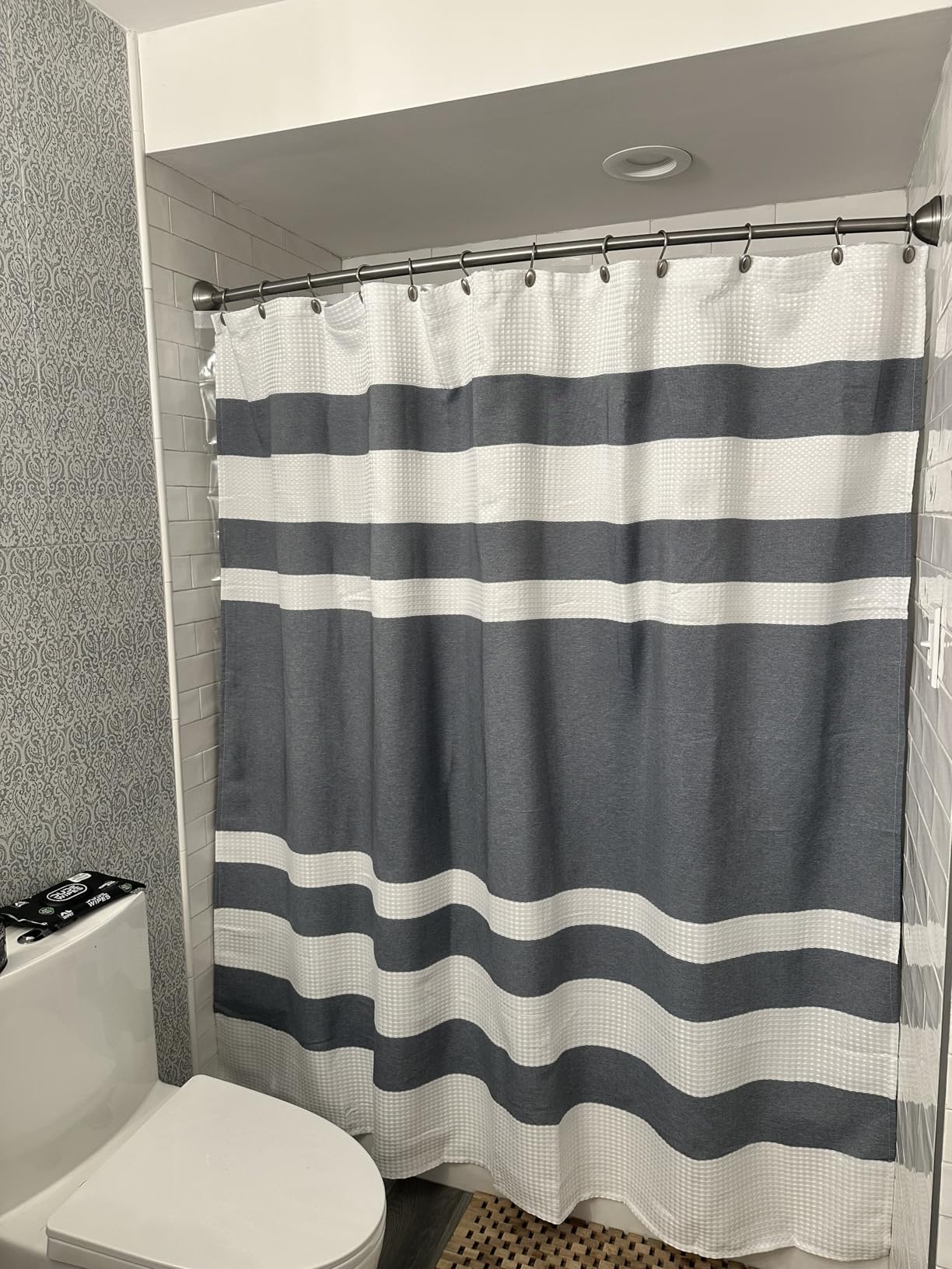 Madison Park Spa Waffle Shower Curtain for Bathroom, 72 x 72, Grey | Striped, Pieced Fabric Design, 3M Scotchgard Moisture Management, Hotel Quality, Modern, for Bathroom, OEKO-TEX Certified customer photo 1