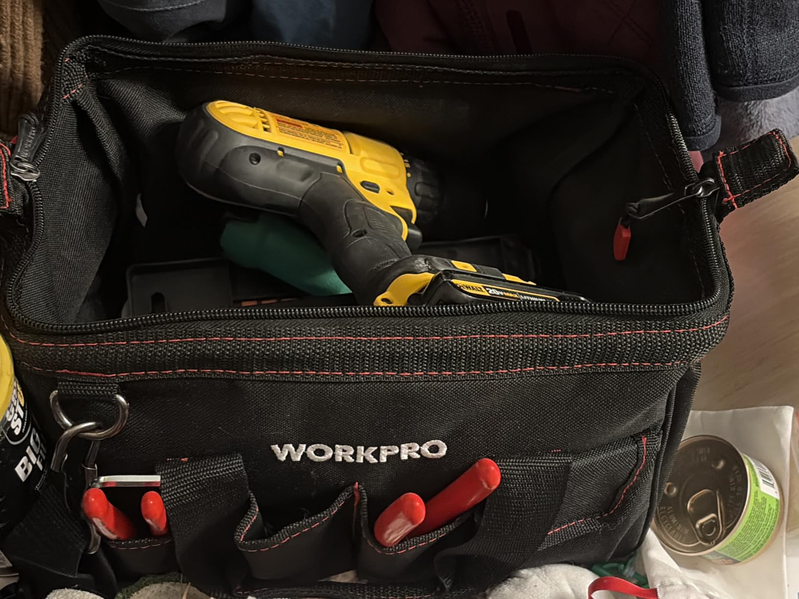 WORKPRO 14-inch Tool Bag, Multi-pocket Tool Organizer with Adjustable Shoulder Strap, W081021A, Black customer photo 1