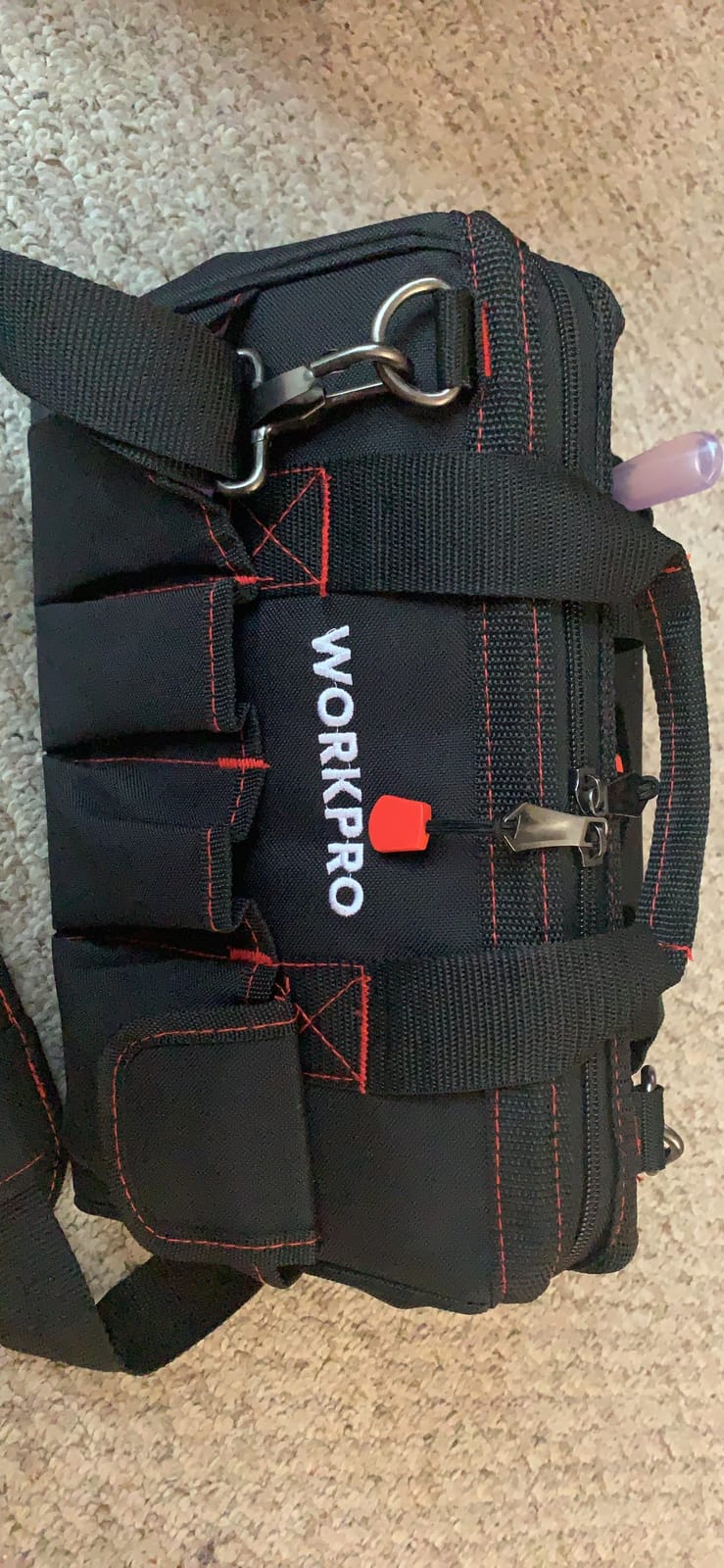 WORKPRO 14-inch Tool Bag, Multi-pocket Tool Organizer with Adjustable Shoulder Strap, W081021A, Black customer photo 2