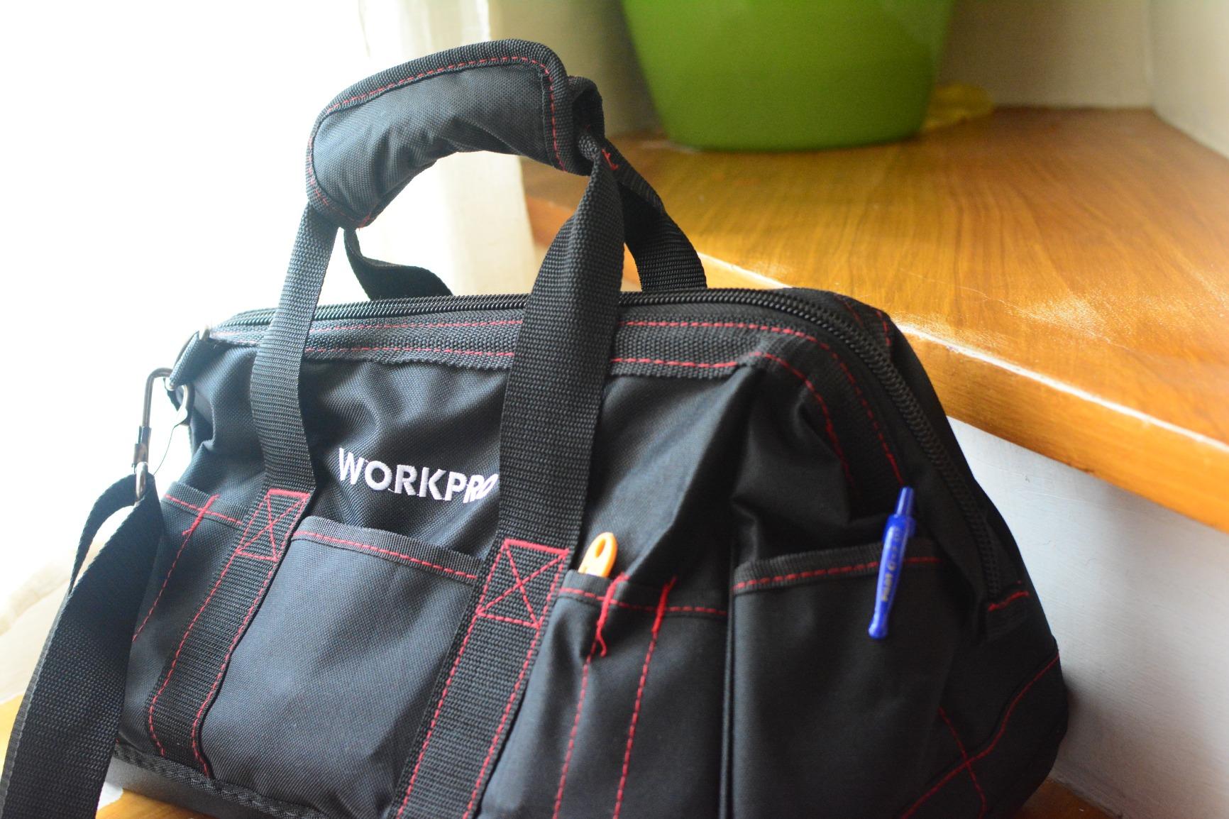 WORKPRO 16-inch Close Top Wide Mouth Tool Storage Bag with Water Proof Rubber Base, W081022A, 16