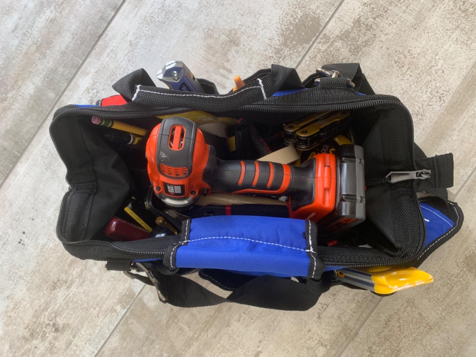 WORKPRO 18-inch Close Top Wide Mouth Storage Tool Bag with Adjustable Shoulder Strap, Sturdy Bottom customer photo 2