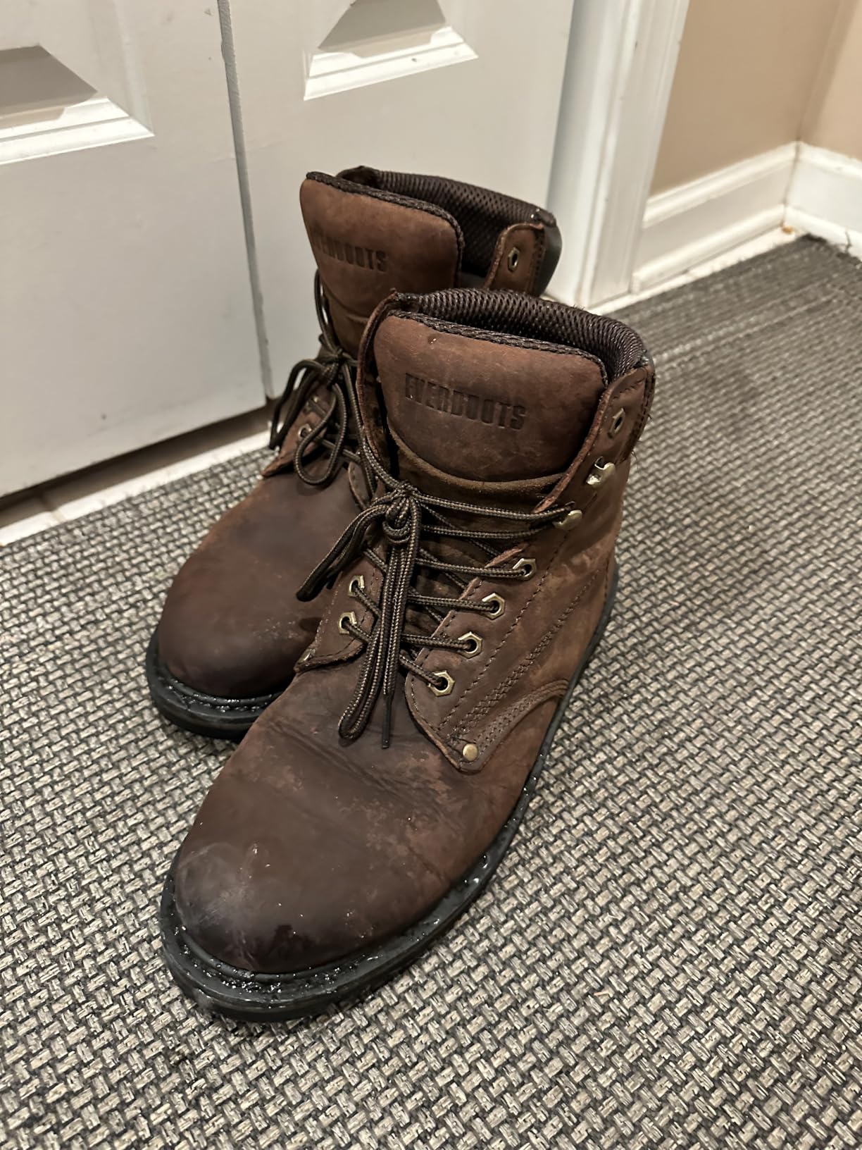 Work Boots for Men Soft Toe - 6inch Leather Boots for Construction Rubber Sole 