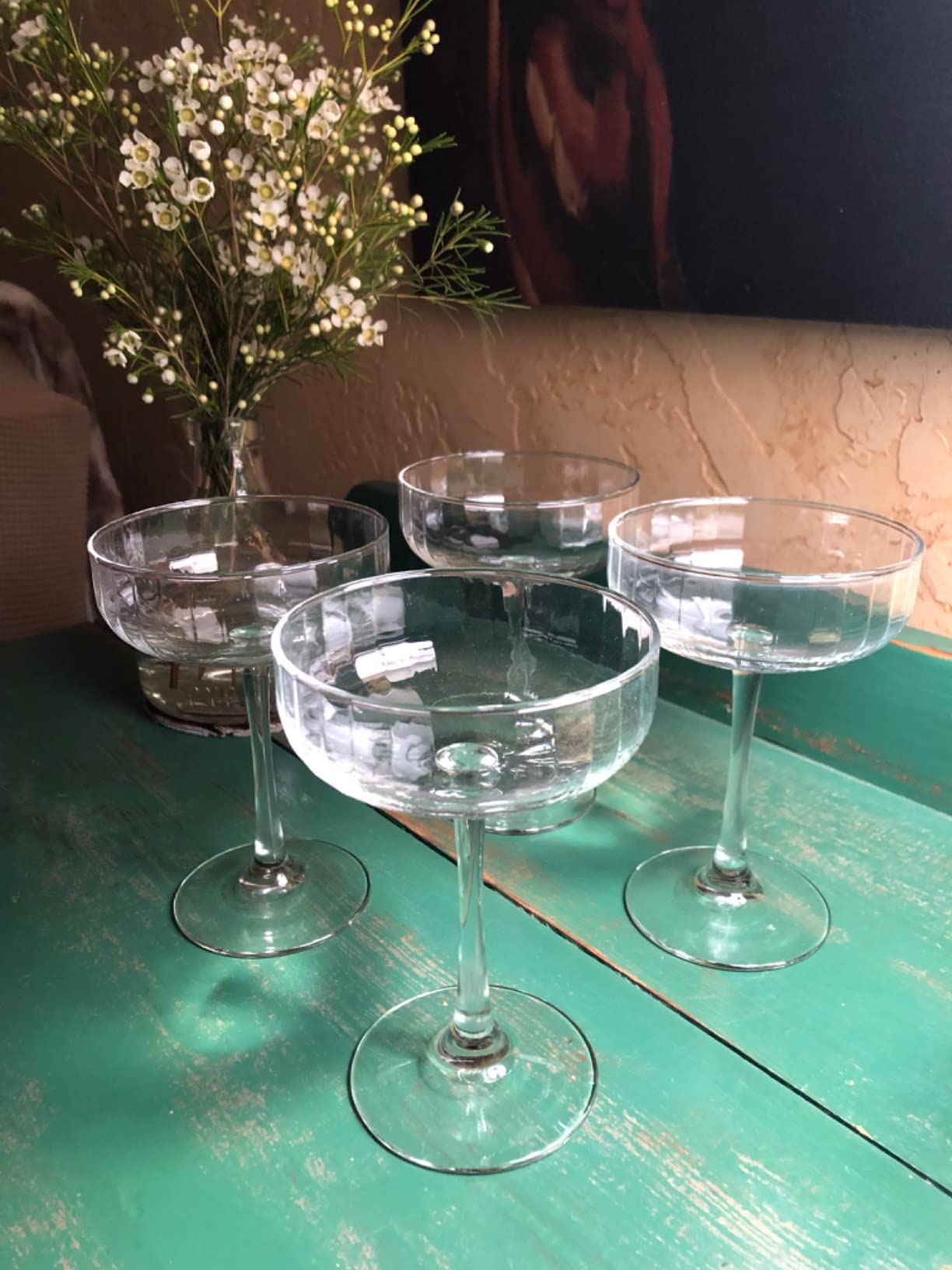 Libbey Capone Coupe Cocktail Glasses, Vintage Style, Diamond Cut Coupe Martini Glasses Set of 4, Traditional Cocktail Glass Set, Champagne Glasses customer photo 1
