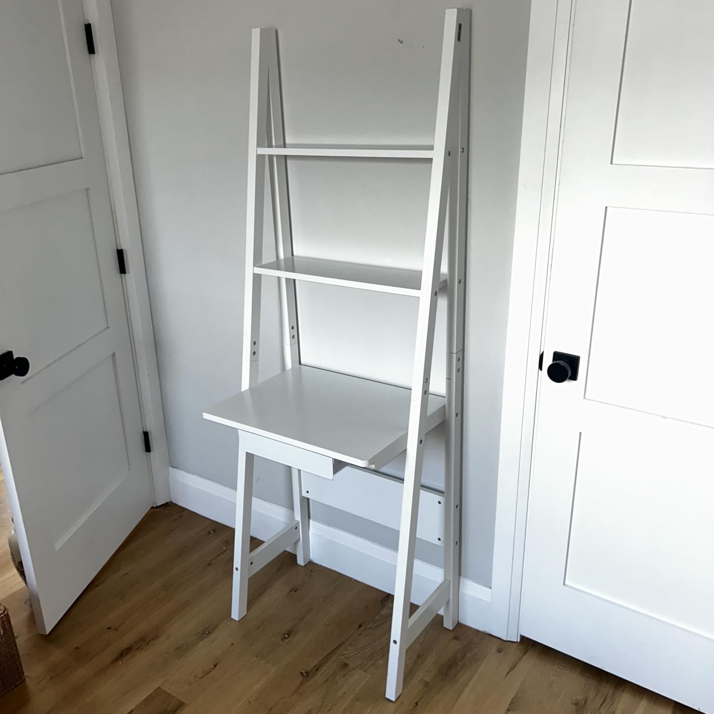 Haotian Ladder Desk with Shelves, Wall Desk for Small Space, Secretary Desk Workstation Dresser Shelf Freestanding Bookshelf, White FRG60-W customer photo 2