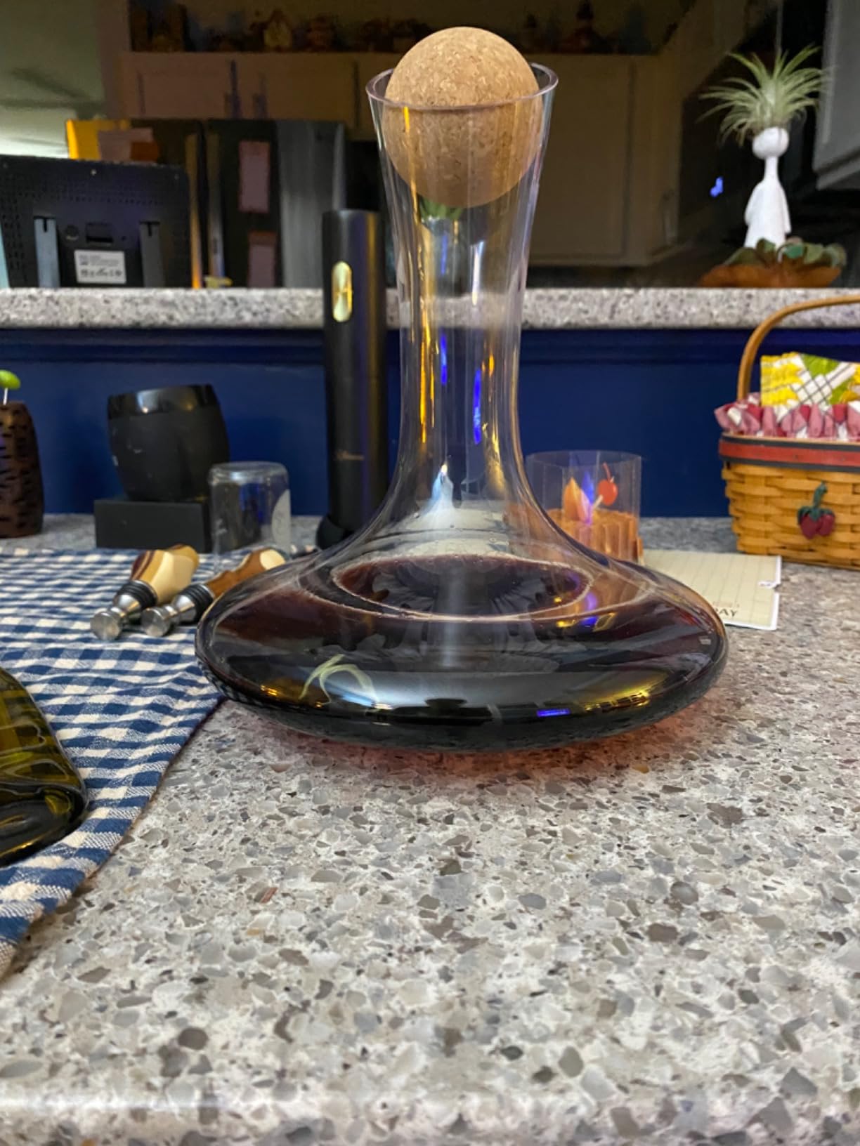 Wine Decanter & Accessories (Cork Stopper + Cleaning Beads) - 100% Lead-Free Crystal Wine Carafe - Unique Gift Idea customer photo 2