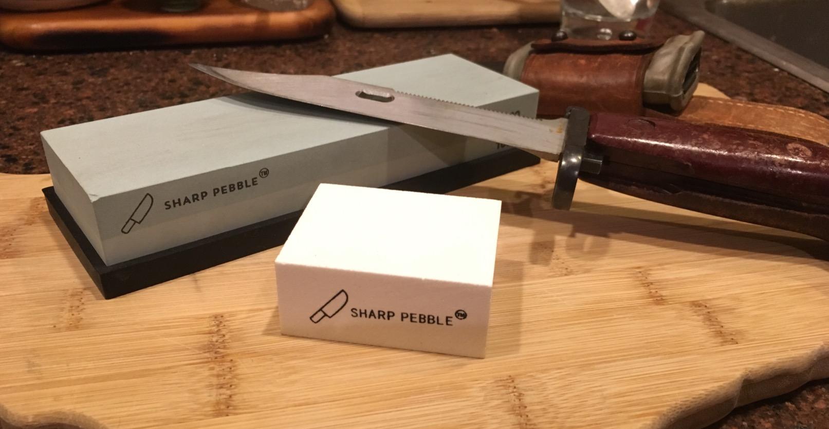 Sharp Pebble Whetstone Knife Sharpening Stone Kit - 2 Sided 400/1000 Grit with Flattening Stone, Non-Slip Rubber Base and Angle Guide customer photo 2